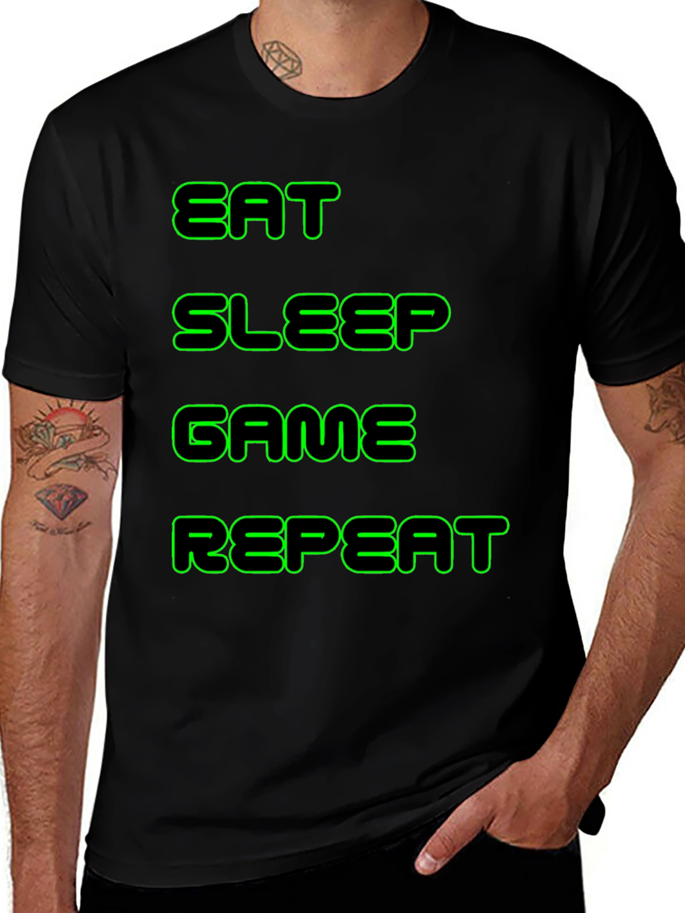Variant 29 of Eat Sleep Game Repeat Black T-Shirt