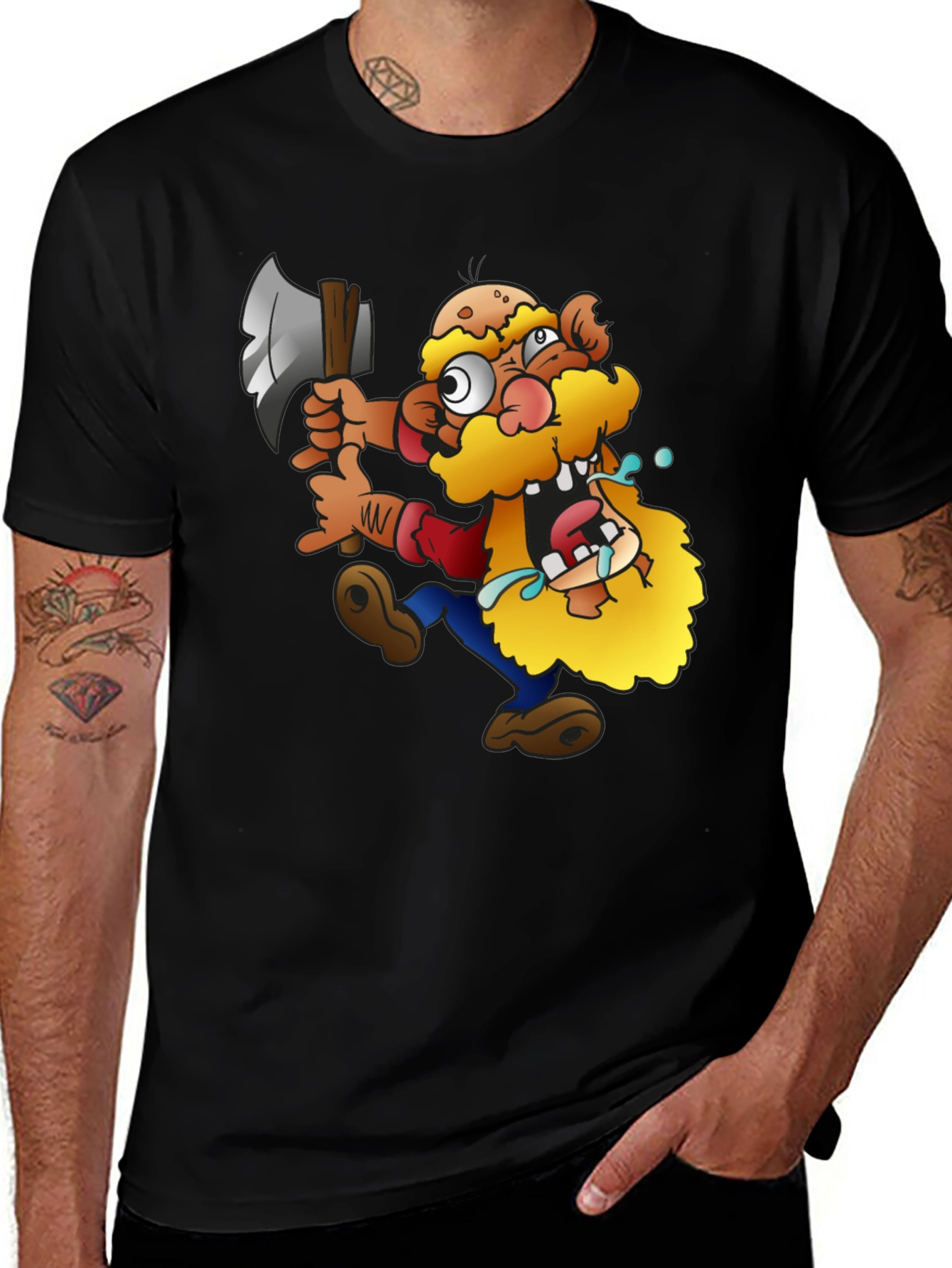 Funny Cartoon Viking Axe T-Shirt