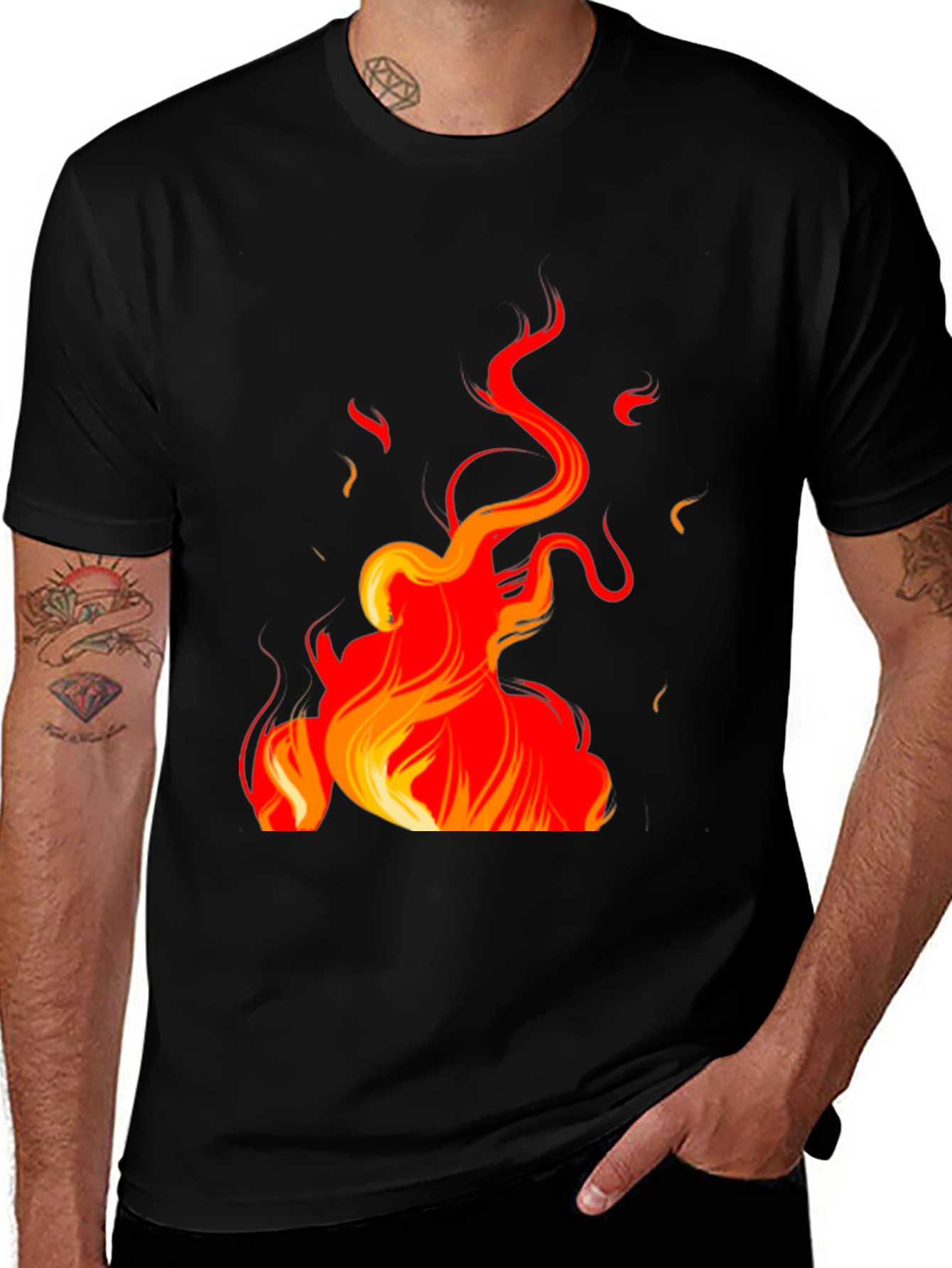 Variant 11 of Fiery Flames Graphic Black T-Shirt