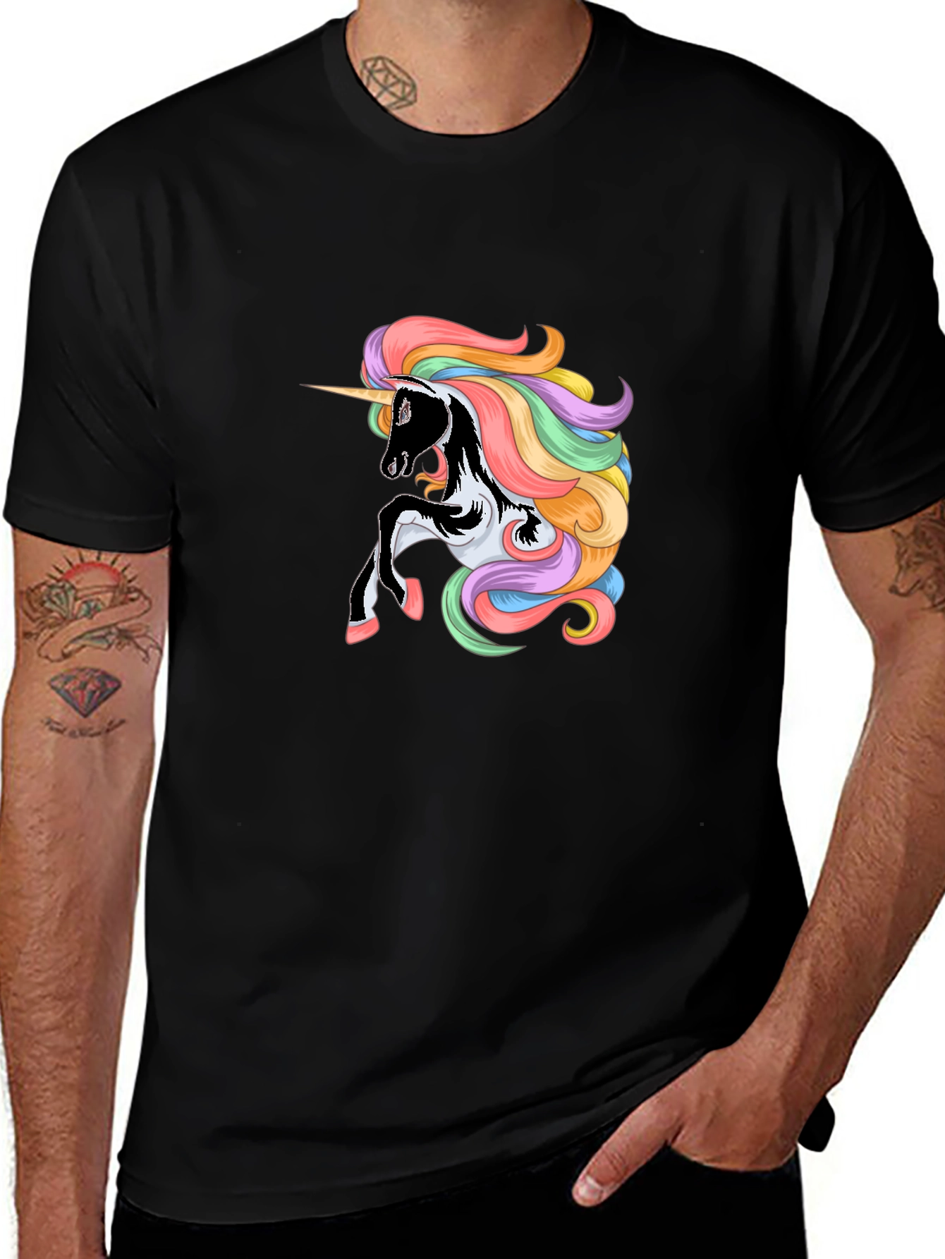 Variant 6 of Unicorn Graphic Tee - Men's Black T-Shirt
