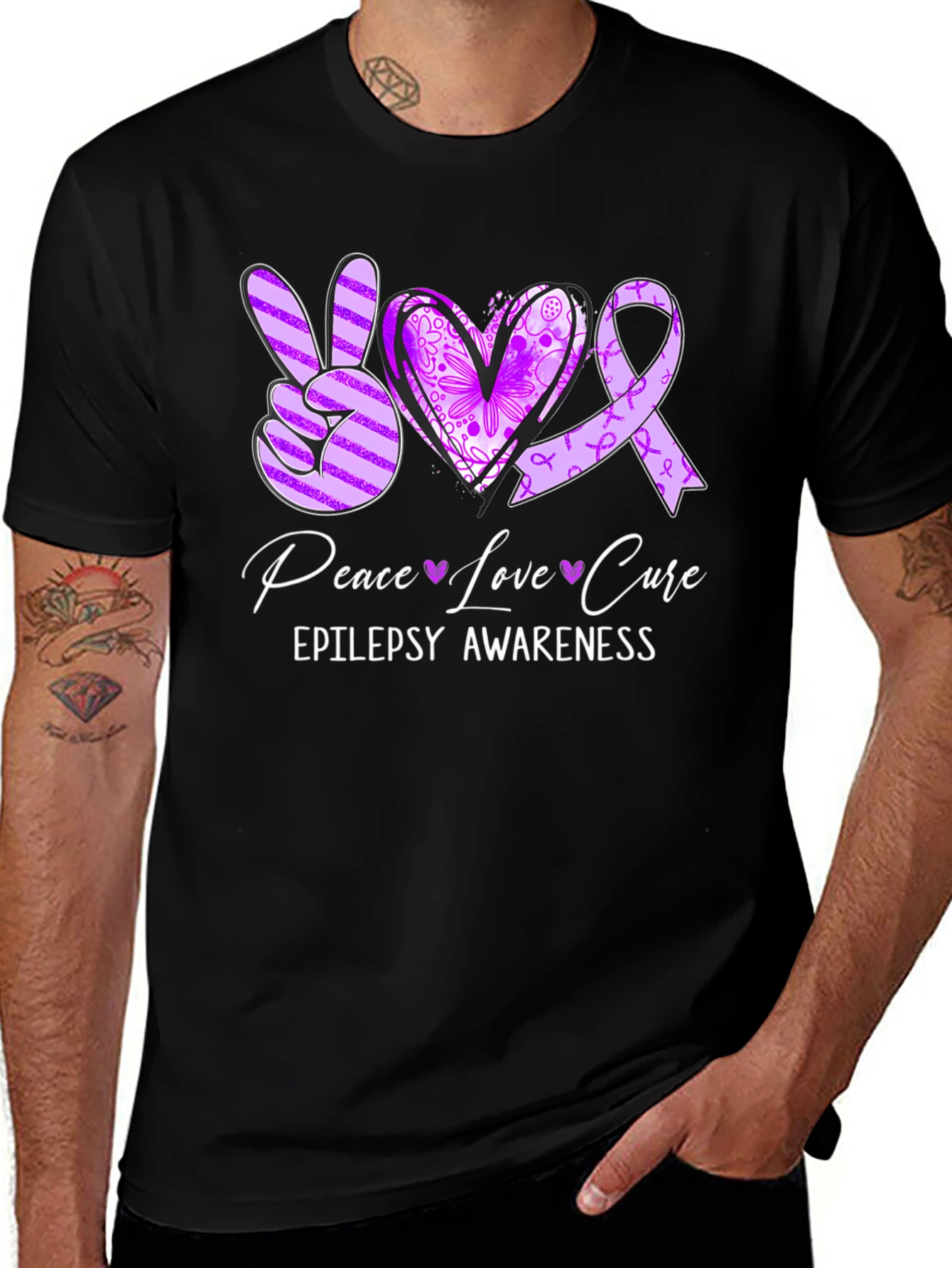 Peace Love Cure Epilepsy Awareness T-Shirt