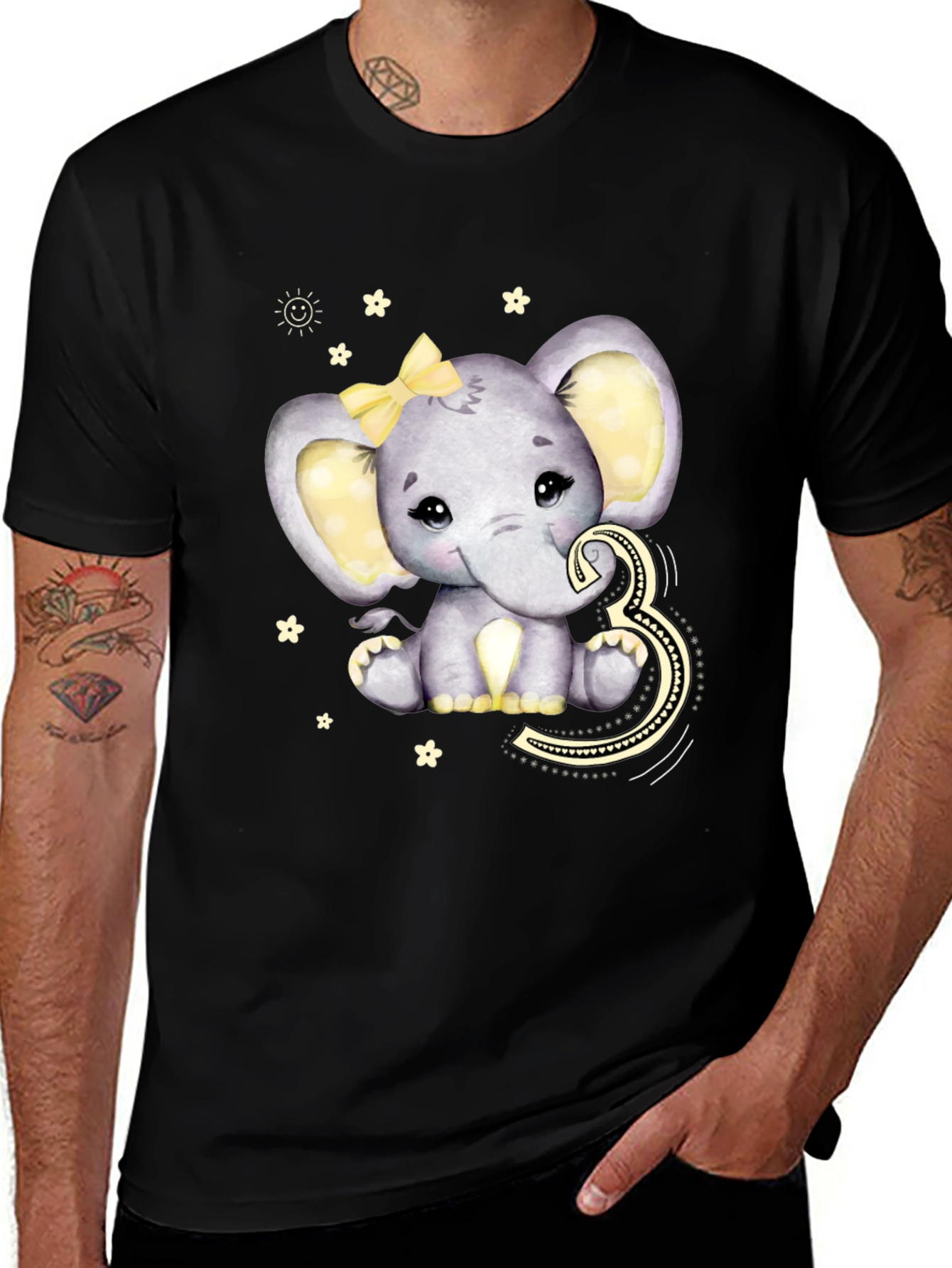 Variant 9 of Cute Elephant 3rd Birthday T-Shirt