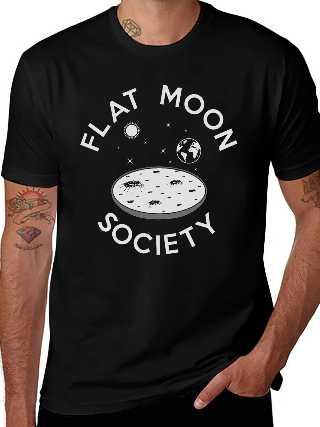Flat Moon Society T-Shirt - Novelty Space Design