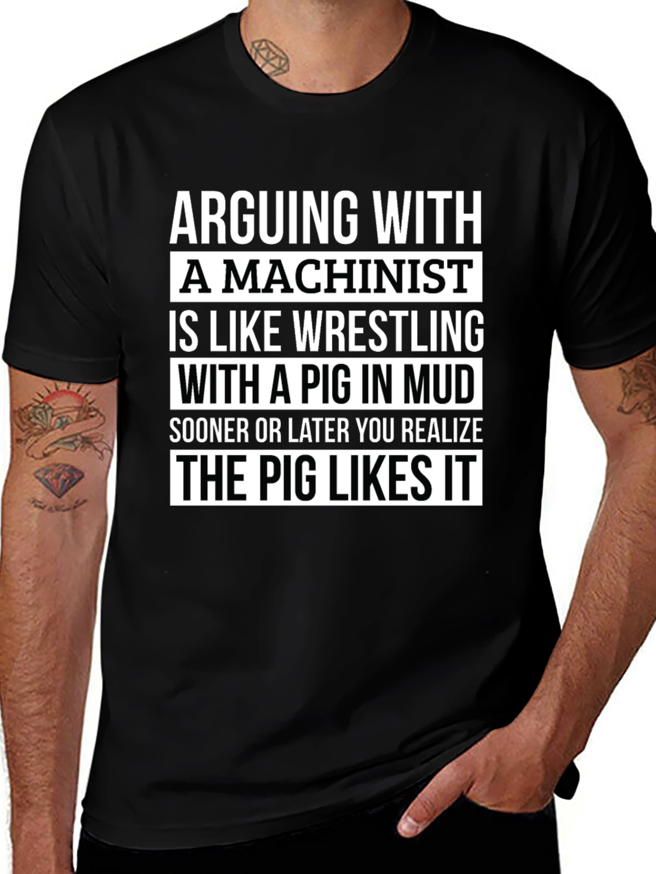 Variant 2 of Machinist Pig in Mud T-Shirt - Funny Machining Tee