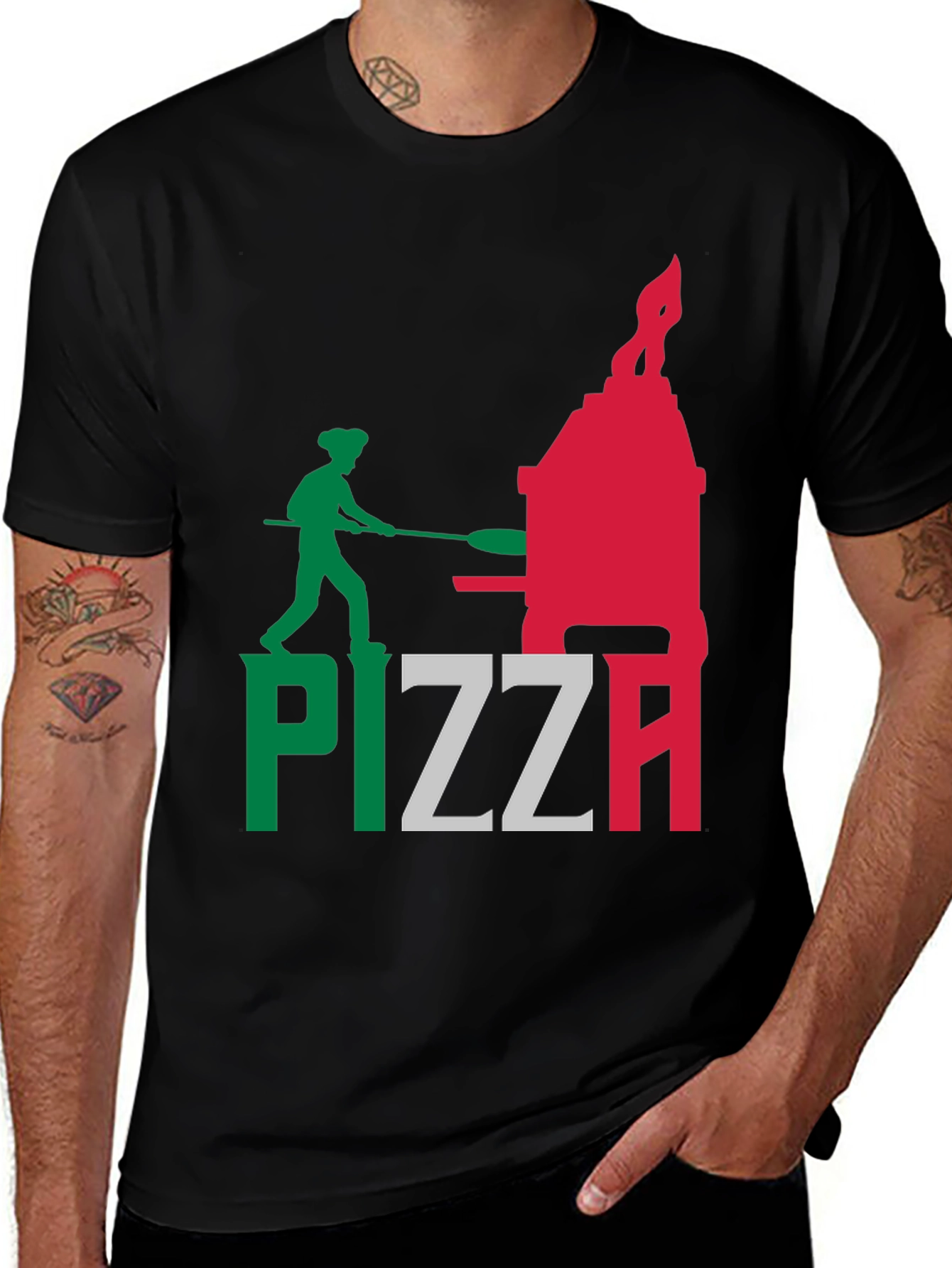 Variant 8 of Pizza Lover's T-Shirt - Italian Flag Colors