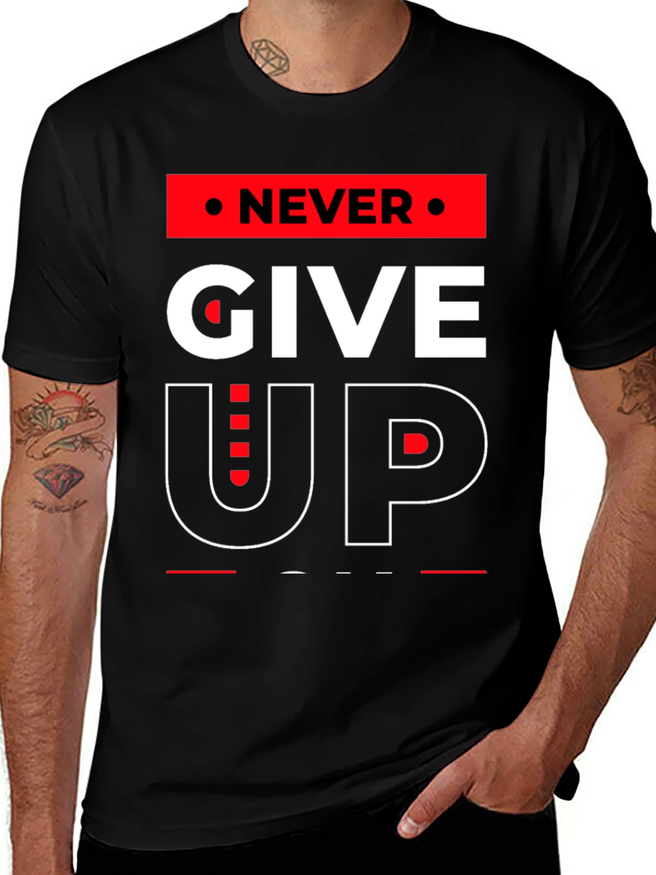 Variant 20 of Never Give Up Graphic T-Shirt - Motivational Design