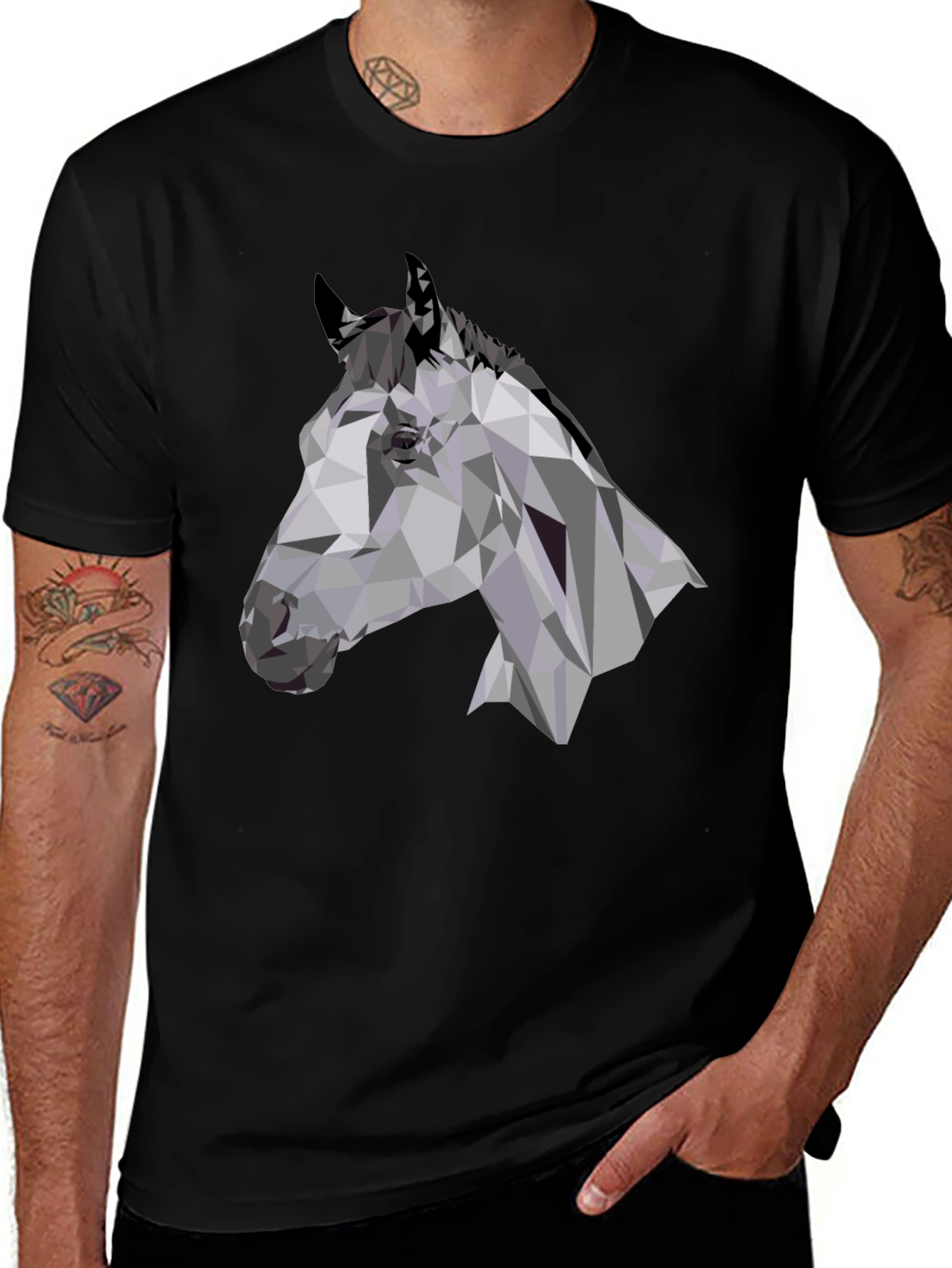 Variant 25 of Geometric Horse Head Black T-Shirt