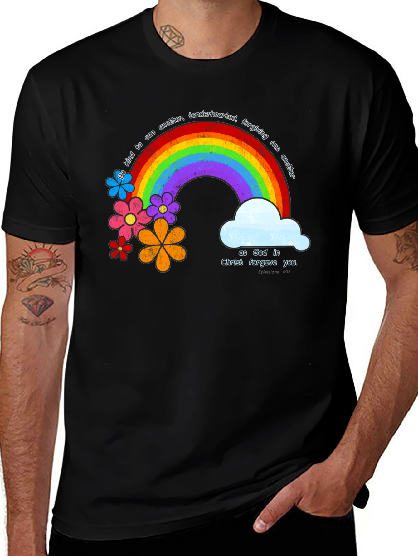 Variant 6 of Rainbow Flowers Graphic T-Shirt