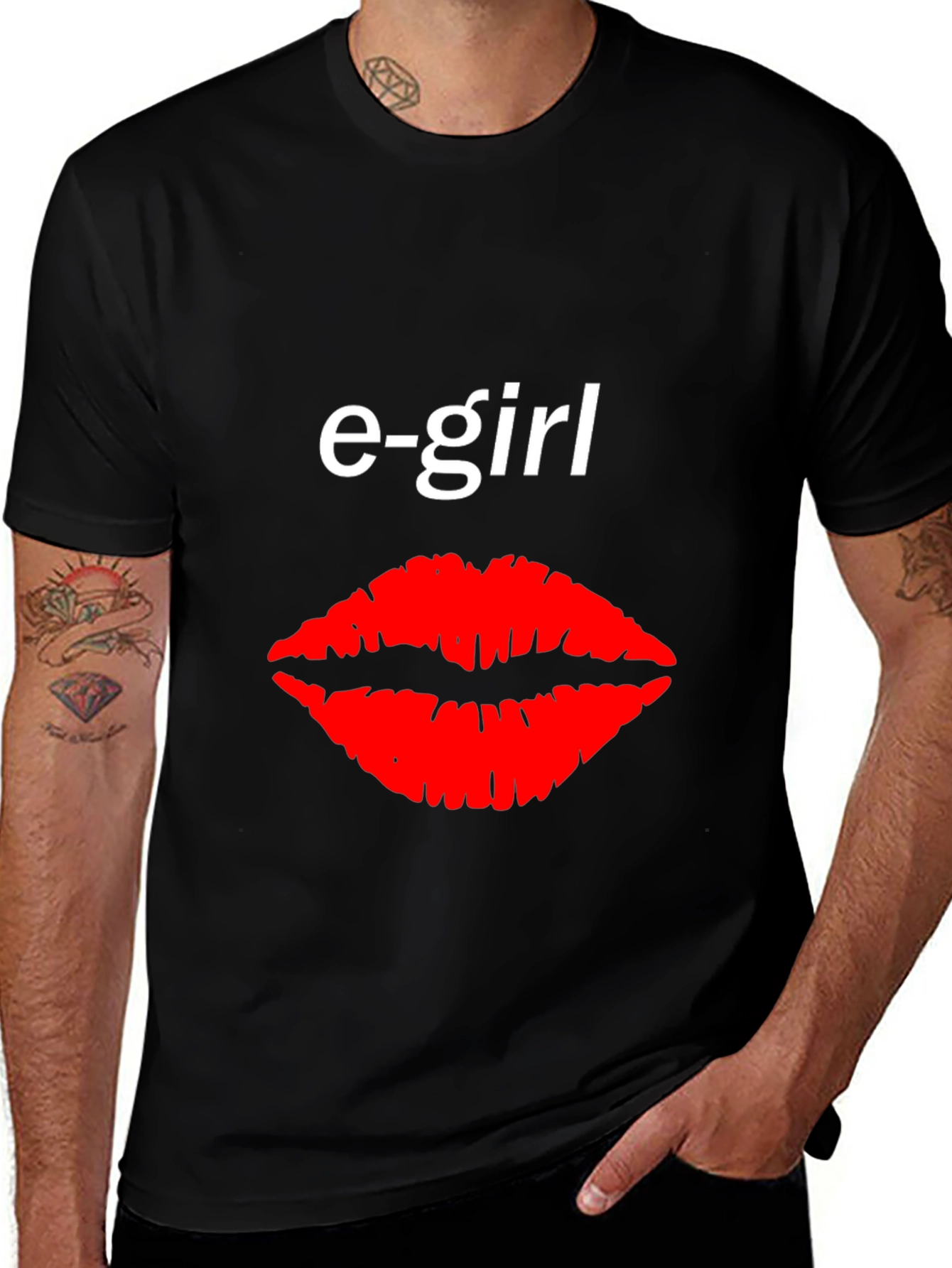 Variant 30 of E-Girl Lips Graphic Tee - Trendy Black T-Shirt