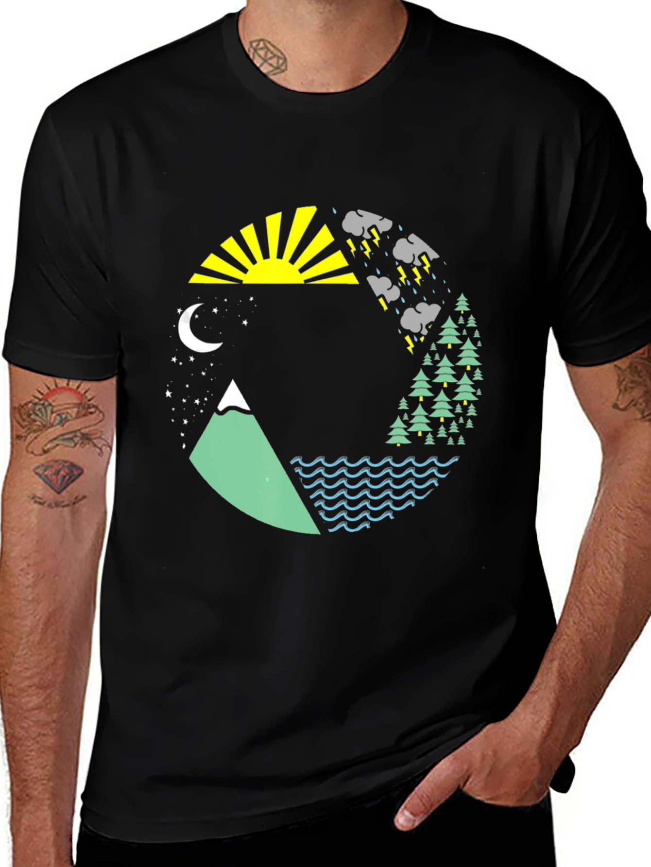 Variant 3 of Nature Cycle Graphic Tee - Black Cotton T-Shirt