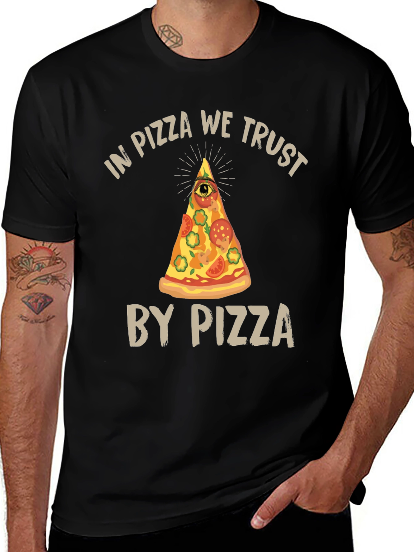 Variant 22 of Pizza T-Shirt: "In Pizza We Trust" Funny Graphic Tee
