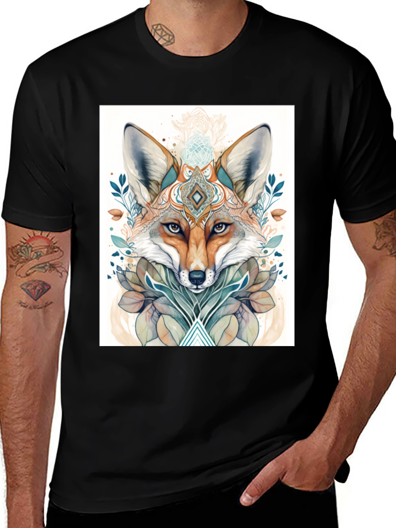 Variant 26 of Mystic Fox Graphic Tee - Soft Black Cotton