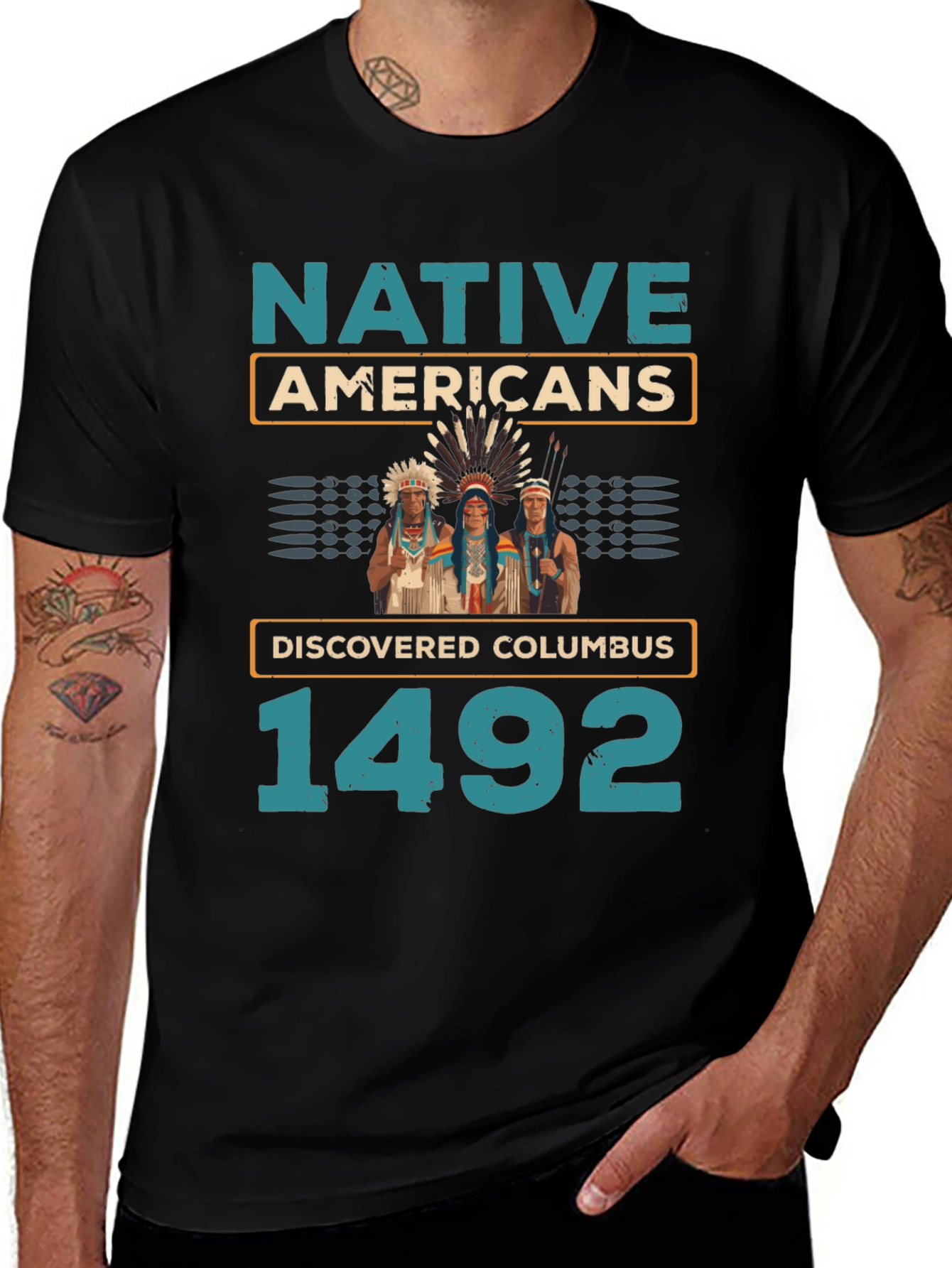Variant 3 of Native Americans Discovered Columbus 1492 T-Shirt