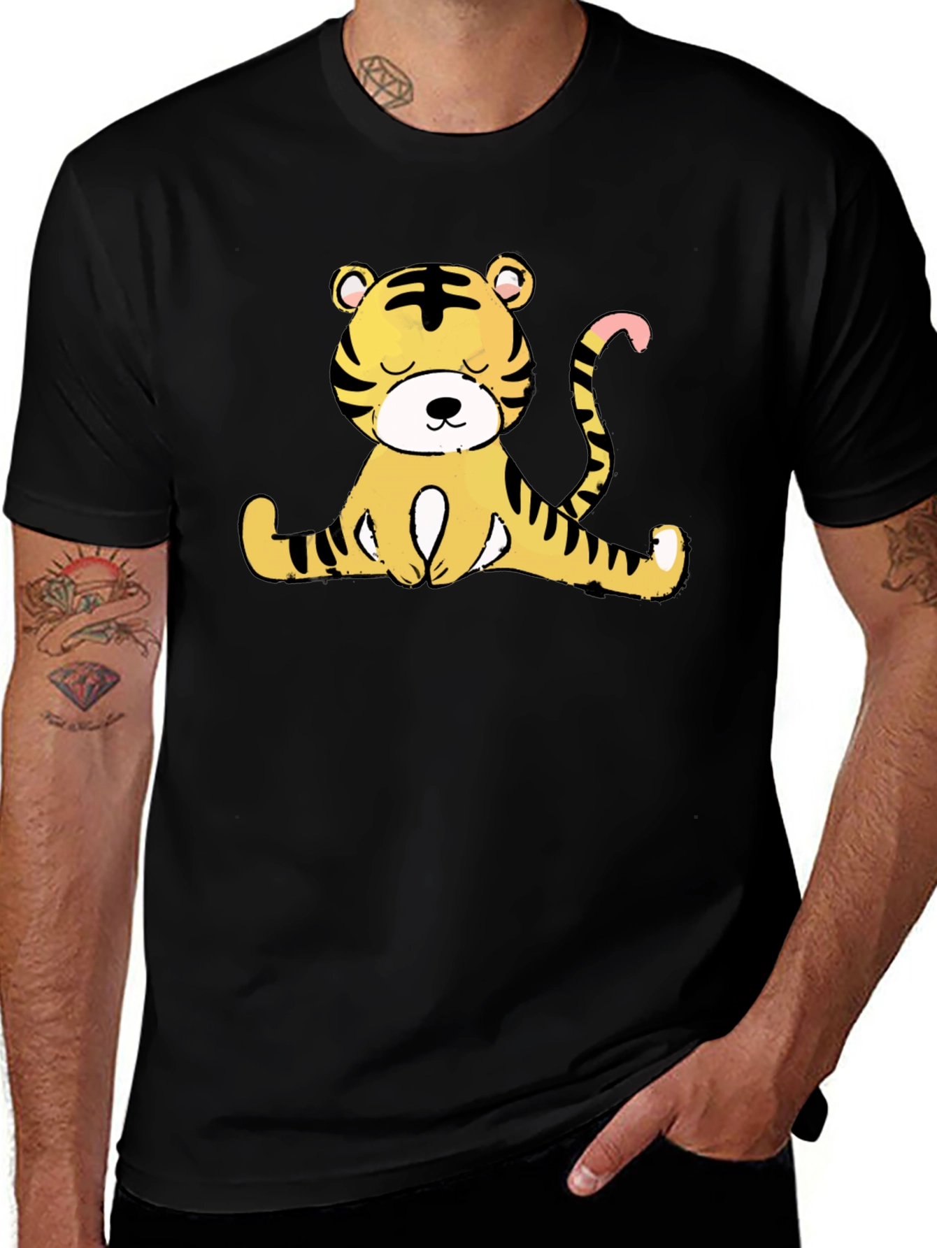 Variant 18 of Cute Tiger Graphic Tee - Unisex Black T-Shirt