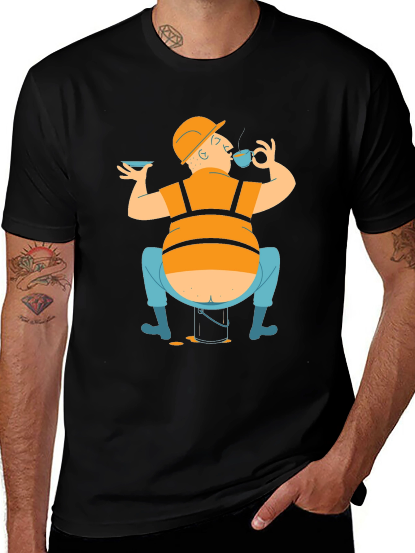 Variant 20 of Humorous Cartoon Construction Worker Graphic Tee
