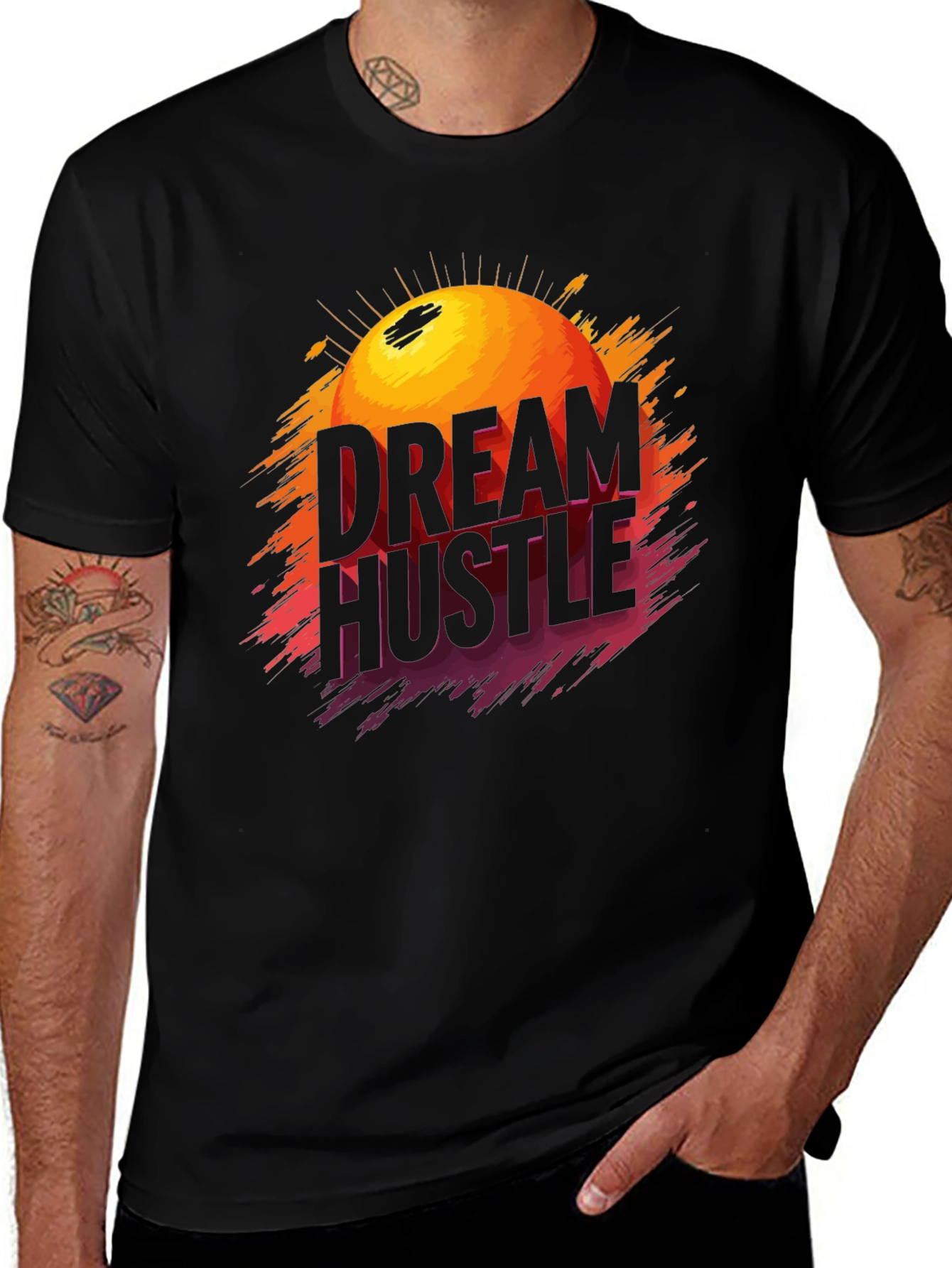 Variant 2 of Dream Hustle Graphic Tee - Trendy Men's Black T-Shirt