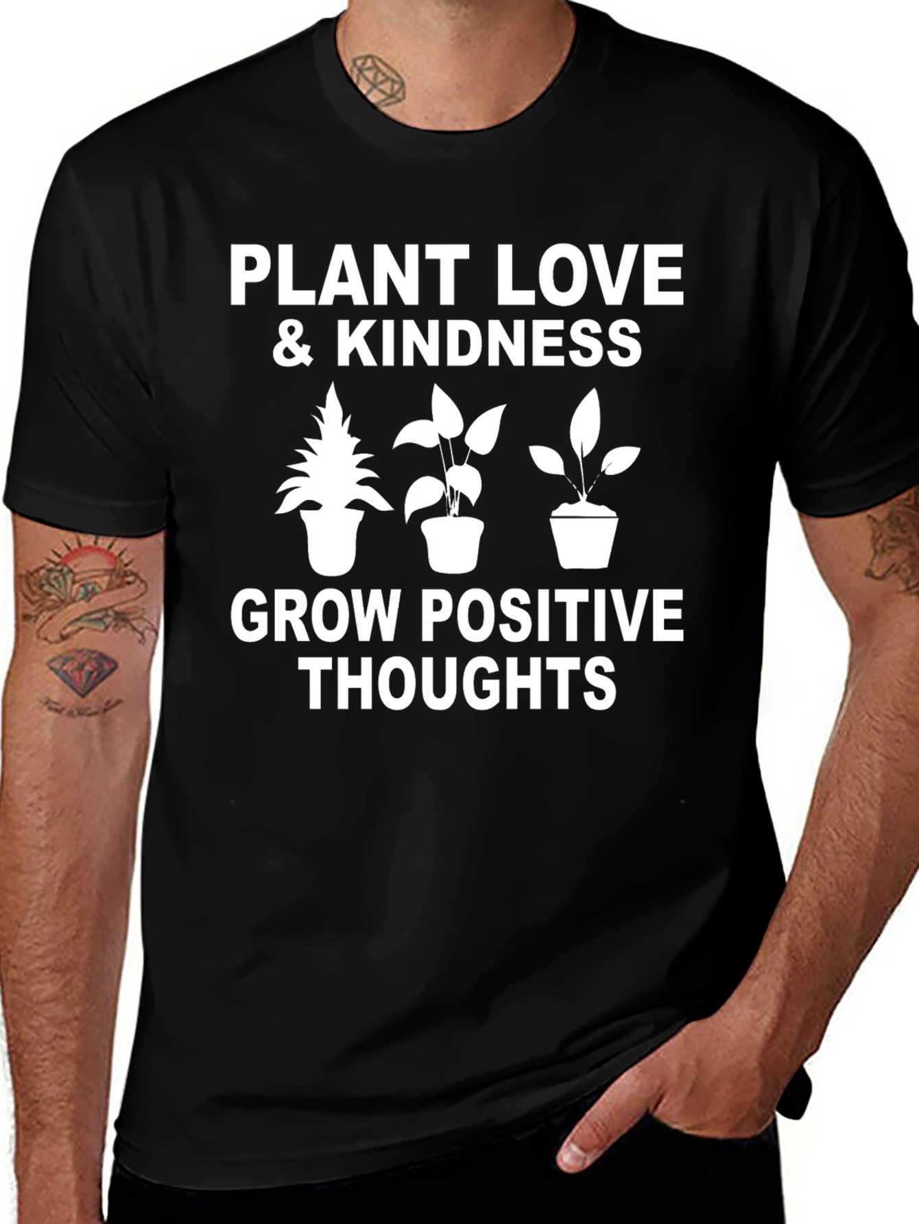 Variant 23 of Plant Love & Kindness Graphic Tee - Positive Vibes