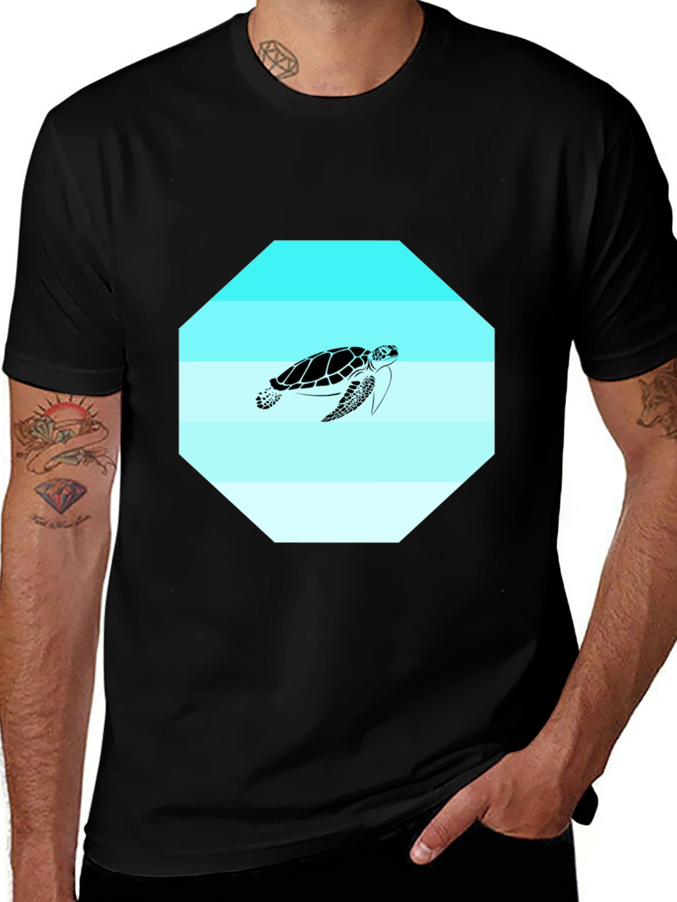 Variant 29 of Sea Turtle Graphic Tee - Men's Black T-Shirt
