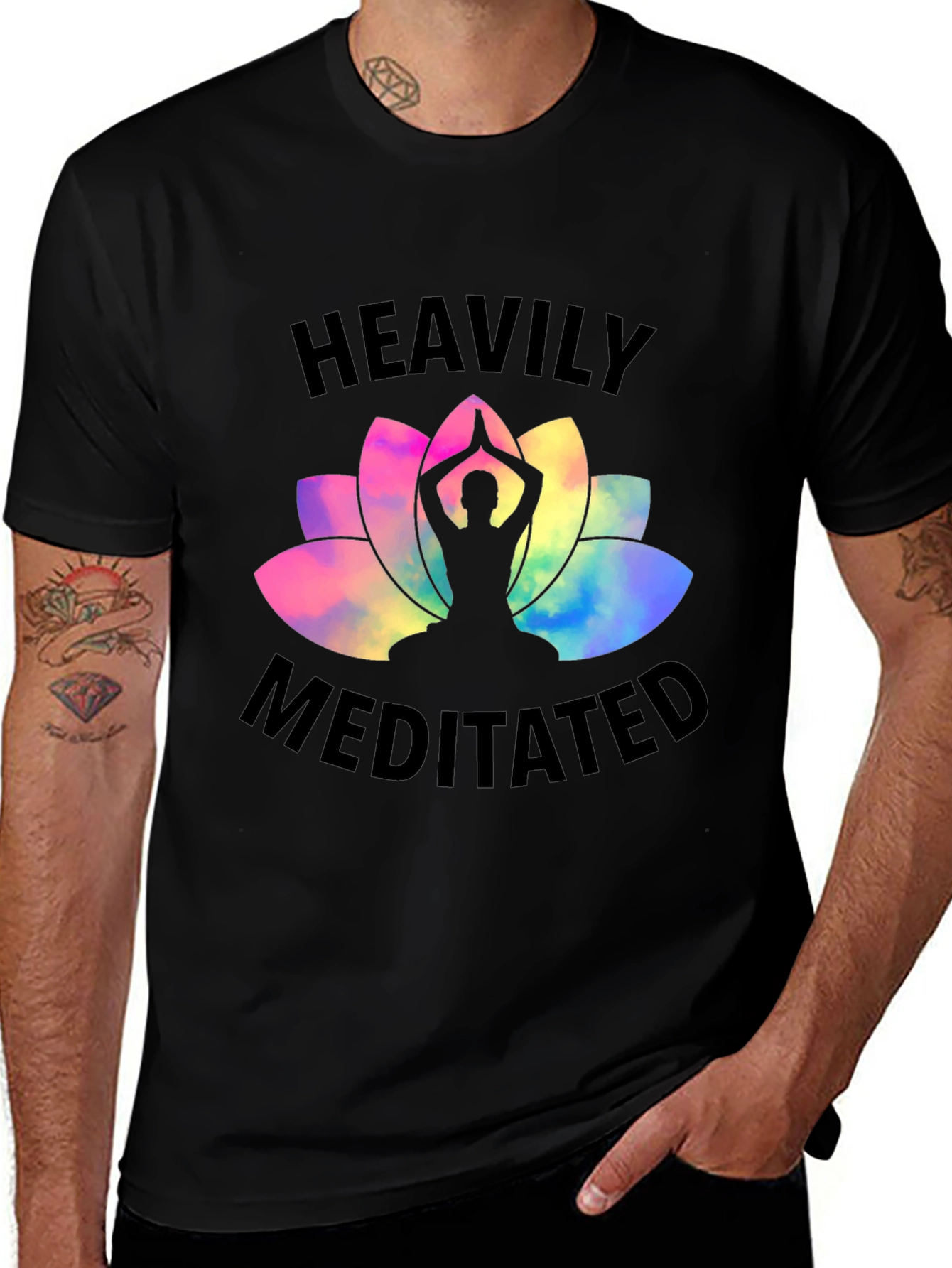 Variant 17 of Heavily Meditated Yoga Lotus Graphic Tee