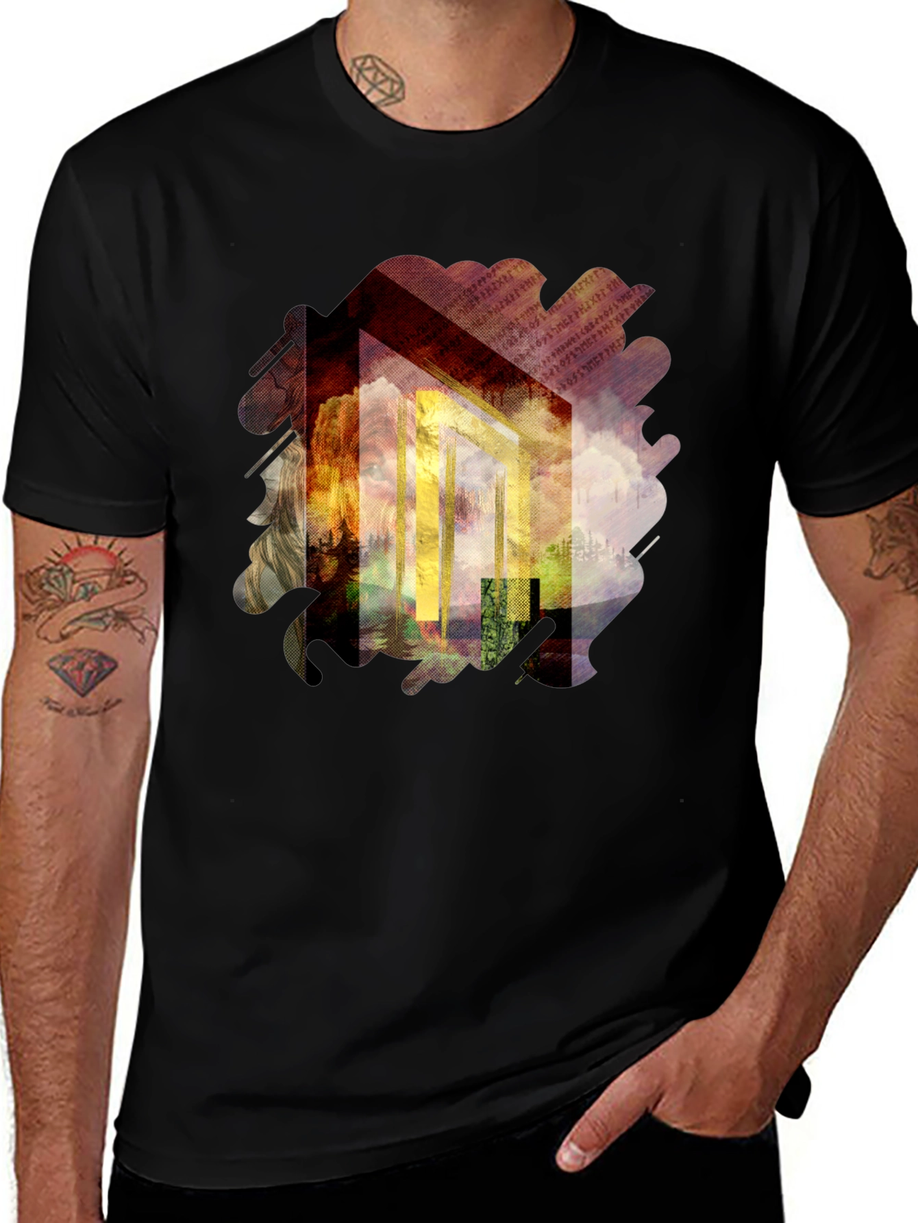 Variant 12 of Abstract Graphic Print Black T-Shirt