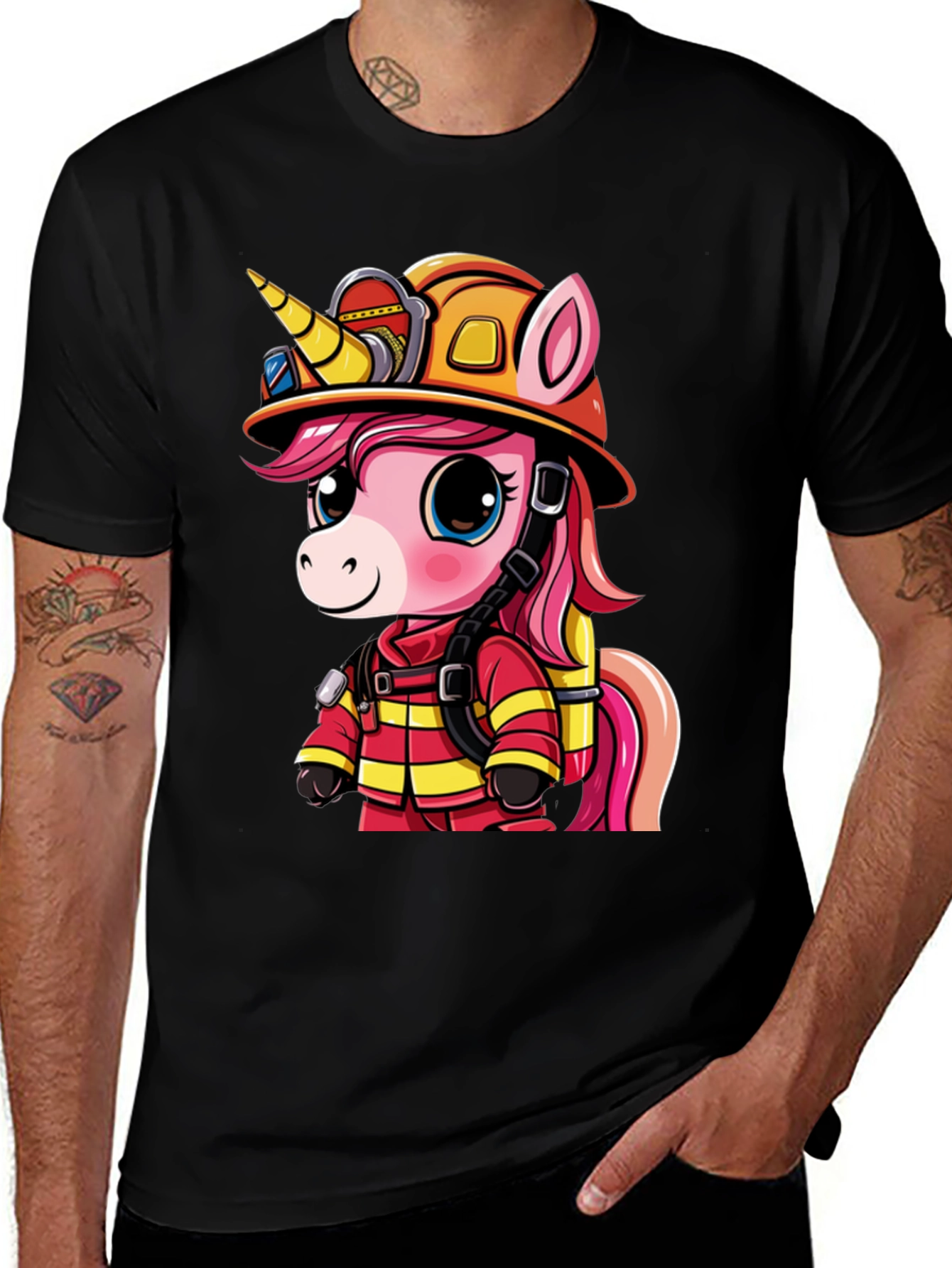 Variant 3 of Unicorn Firefighter T-Shirt - Cartoon Graphic Tee