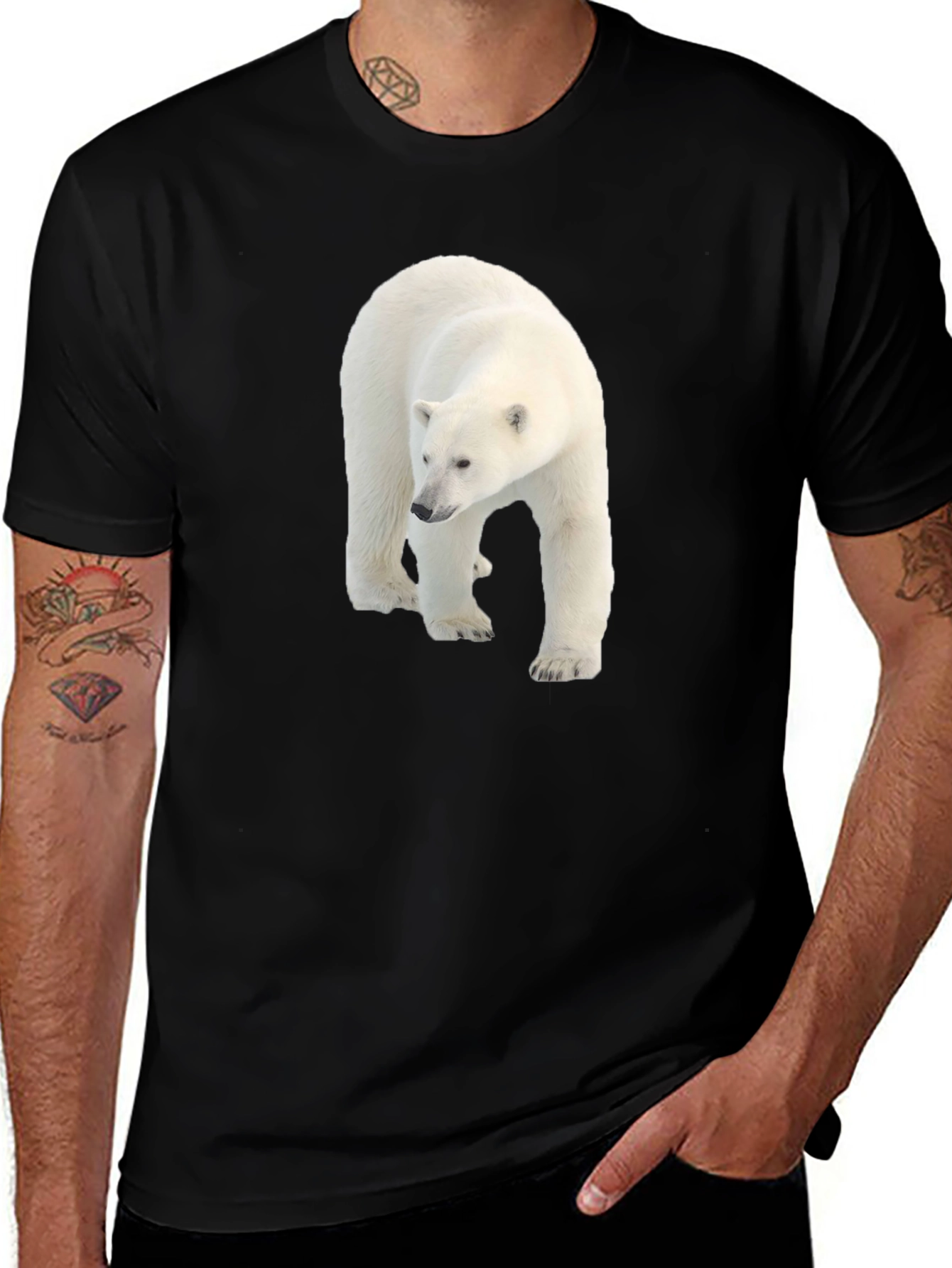 Variant 9 of Polar Bear Graphic Black Tee - Eco Friendly