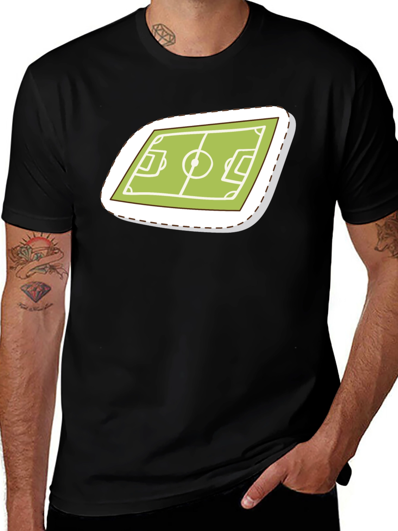 Variant 23 of Soccer Field Graphic Tee - Sporty Black T-Shirt