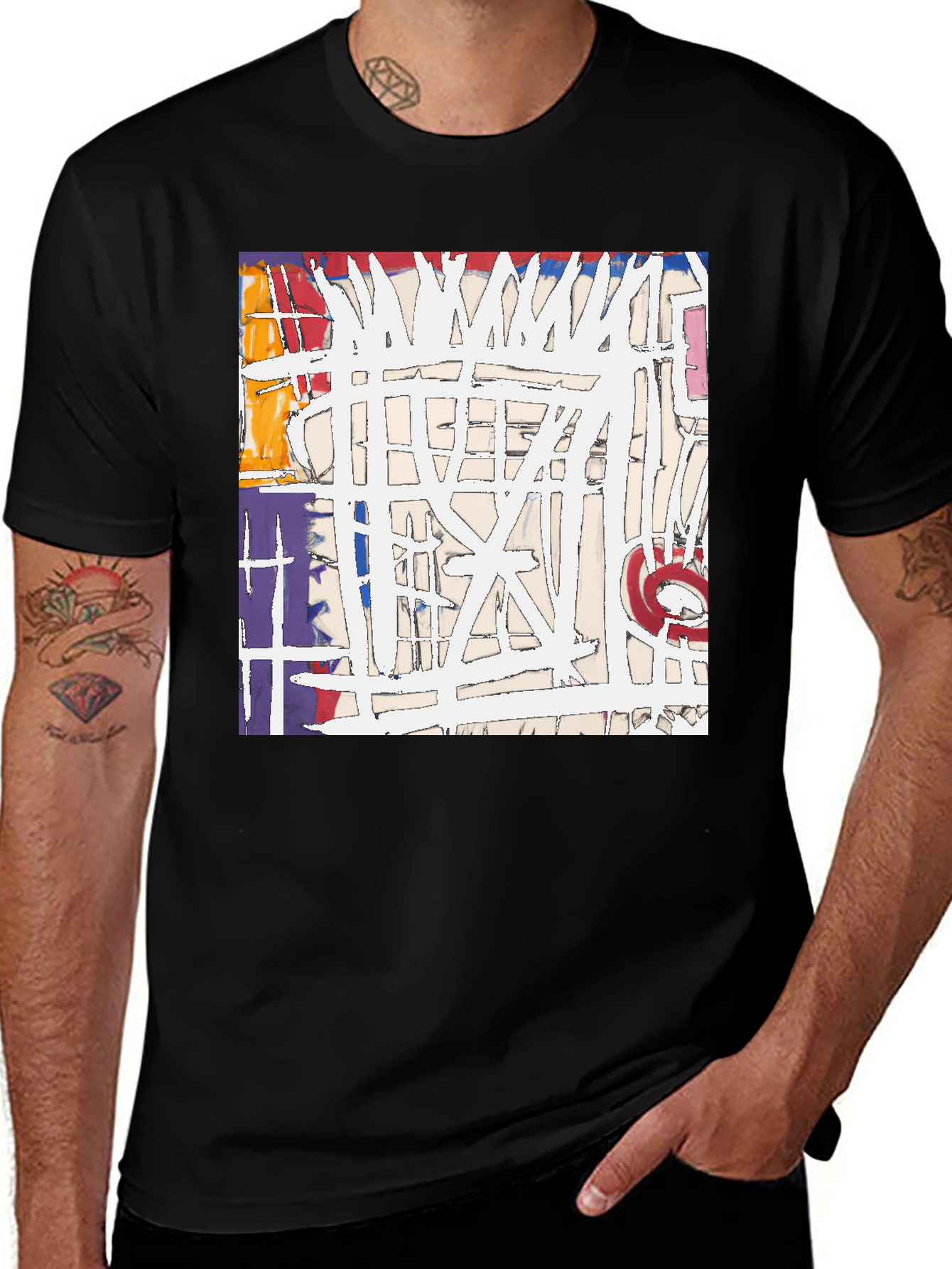 Variant 3 of Abstract Graphic Print Black Crew Neck T-Shirt