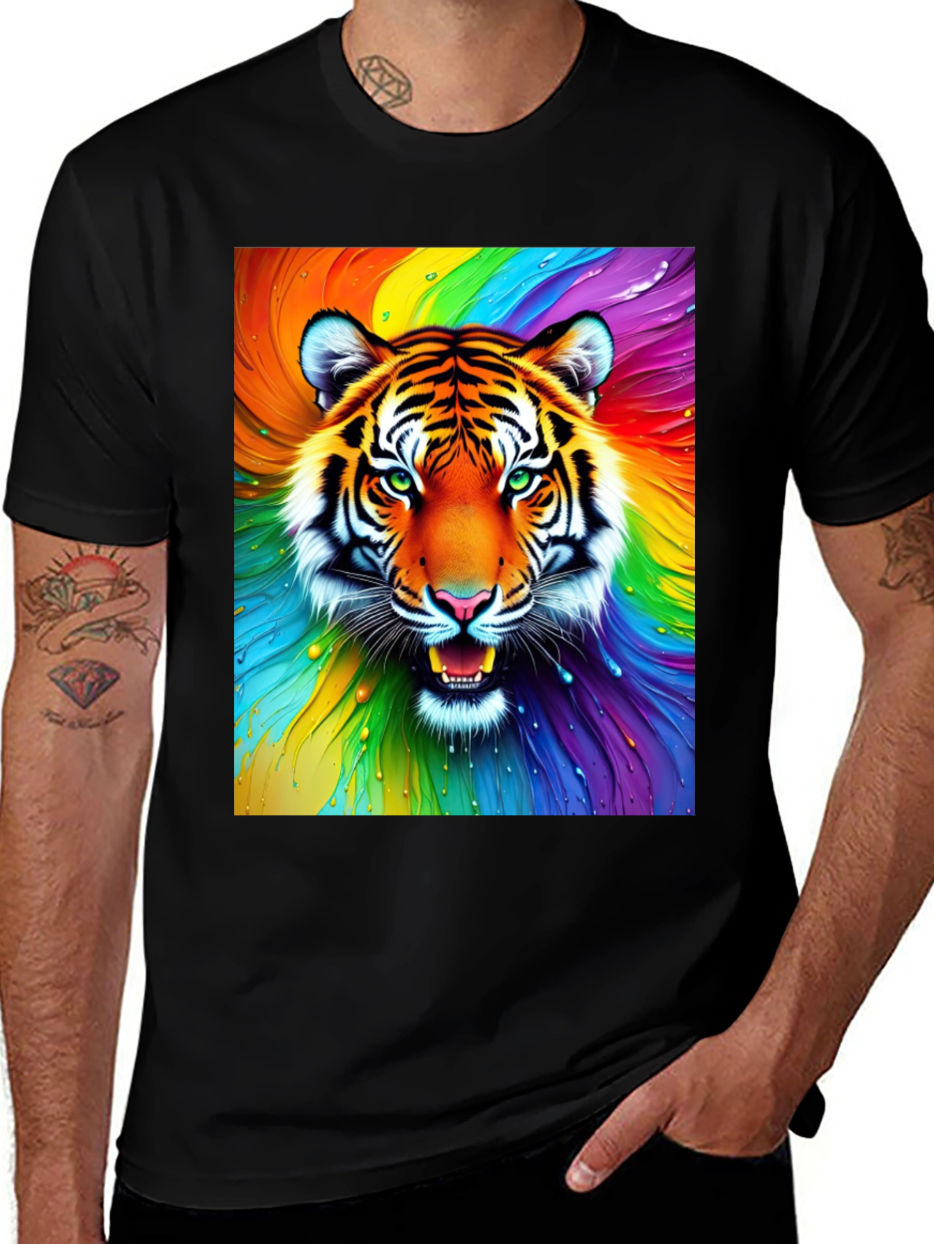 Variant 16 of Rainbow Tiger Graphic Tee - Bold Animal Print