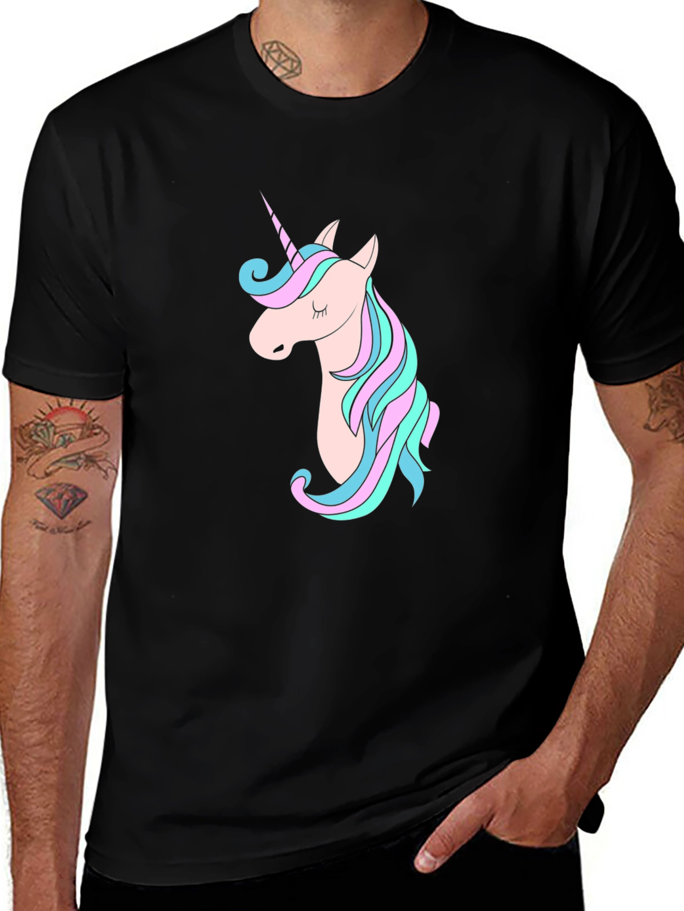 Variant 21 of Unicorn Graphic Black T-Shirt