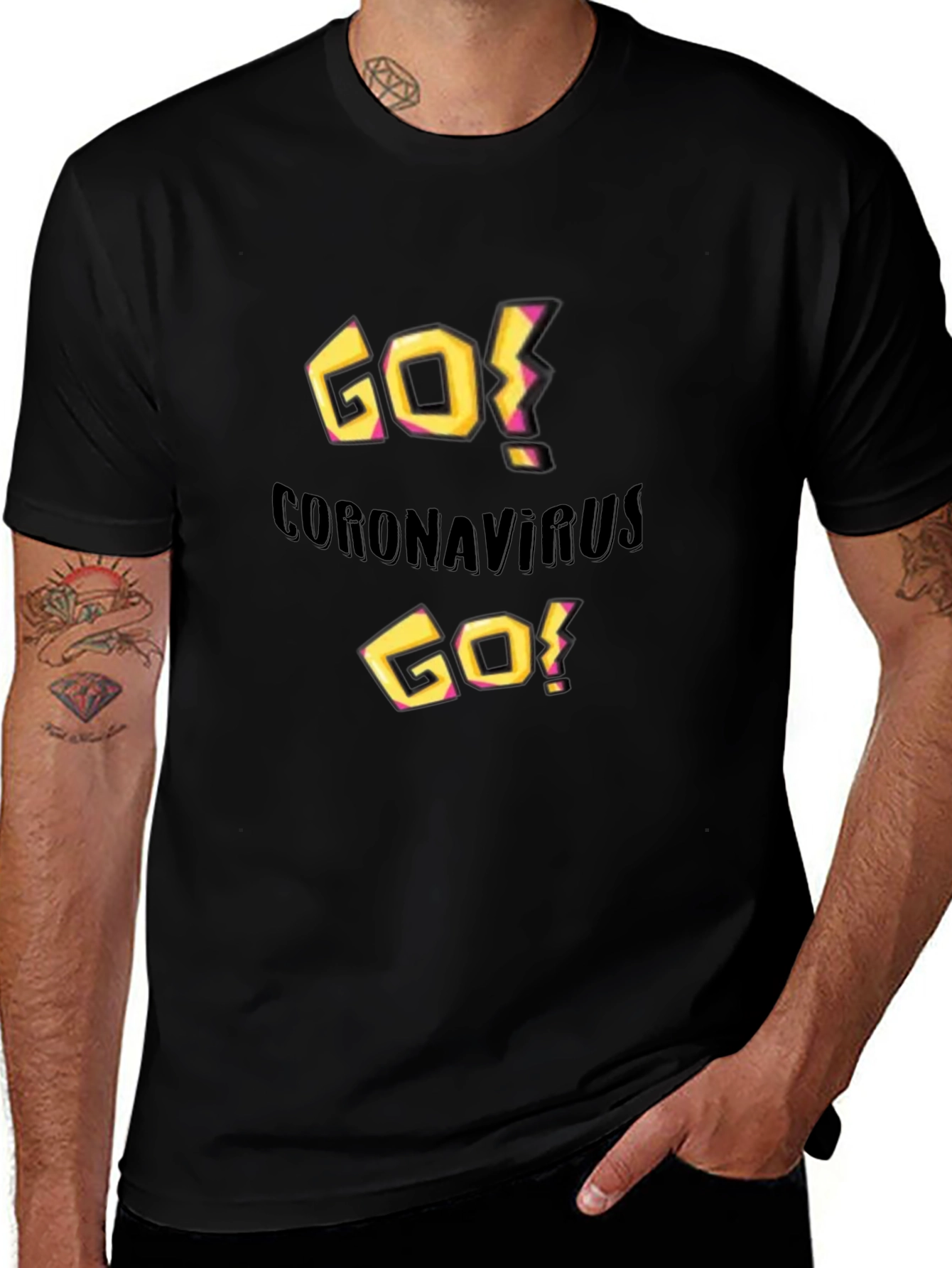 Variant 22 of Go Coronavirus Go! Black Graphic Tee