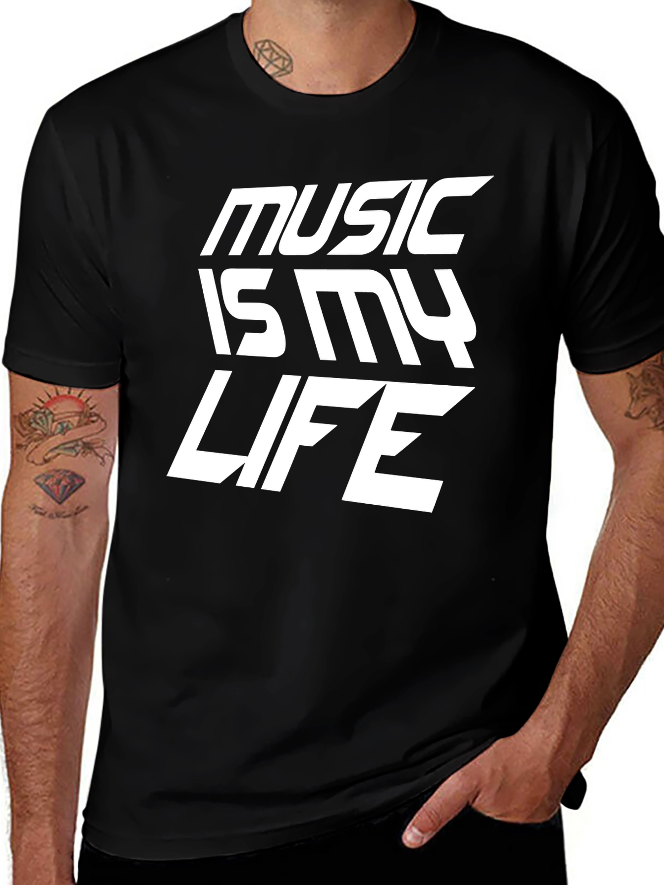 Music is My Life Black Graphic T-Shirt