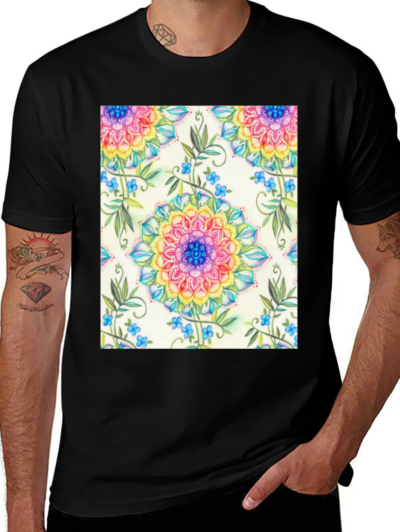 Variant 22 of Floral Mandala T-Shirt - Colorful Graphic Tee