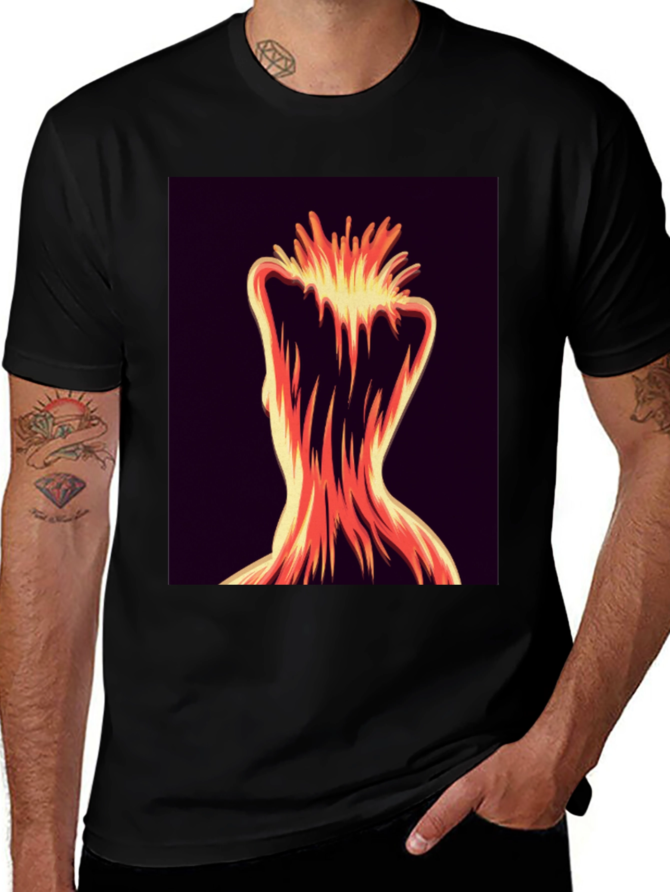 Variant 12 of Abstract Fiery Figure Tee - Bold Graphic Print