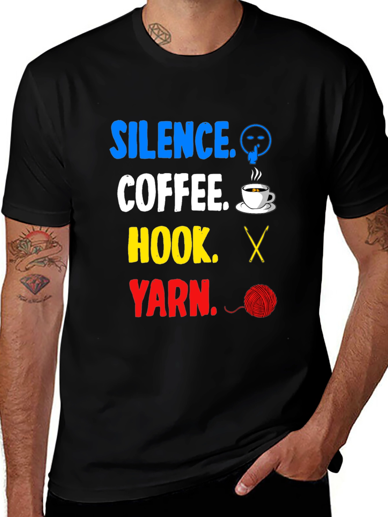 Variant 30 of Silence Coffee Hook Yarn Black T-Shirt