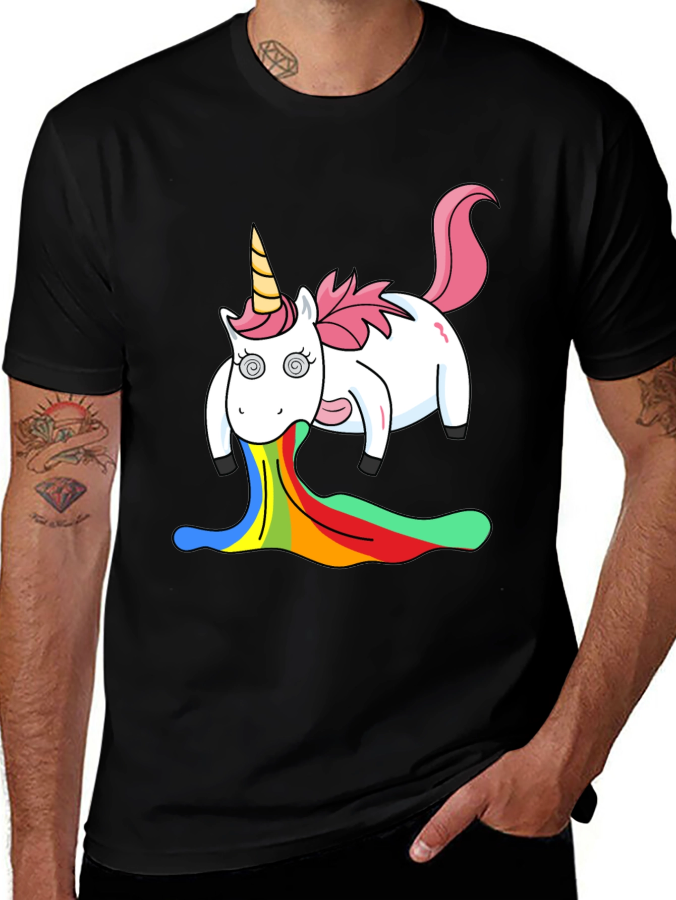 Variant 8 of Funny Unicorn Rainbow Vomit Graphic Tee