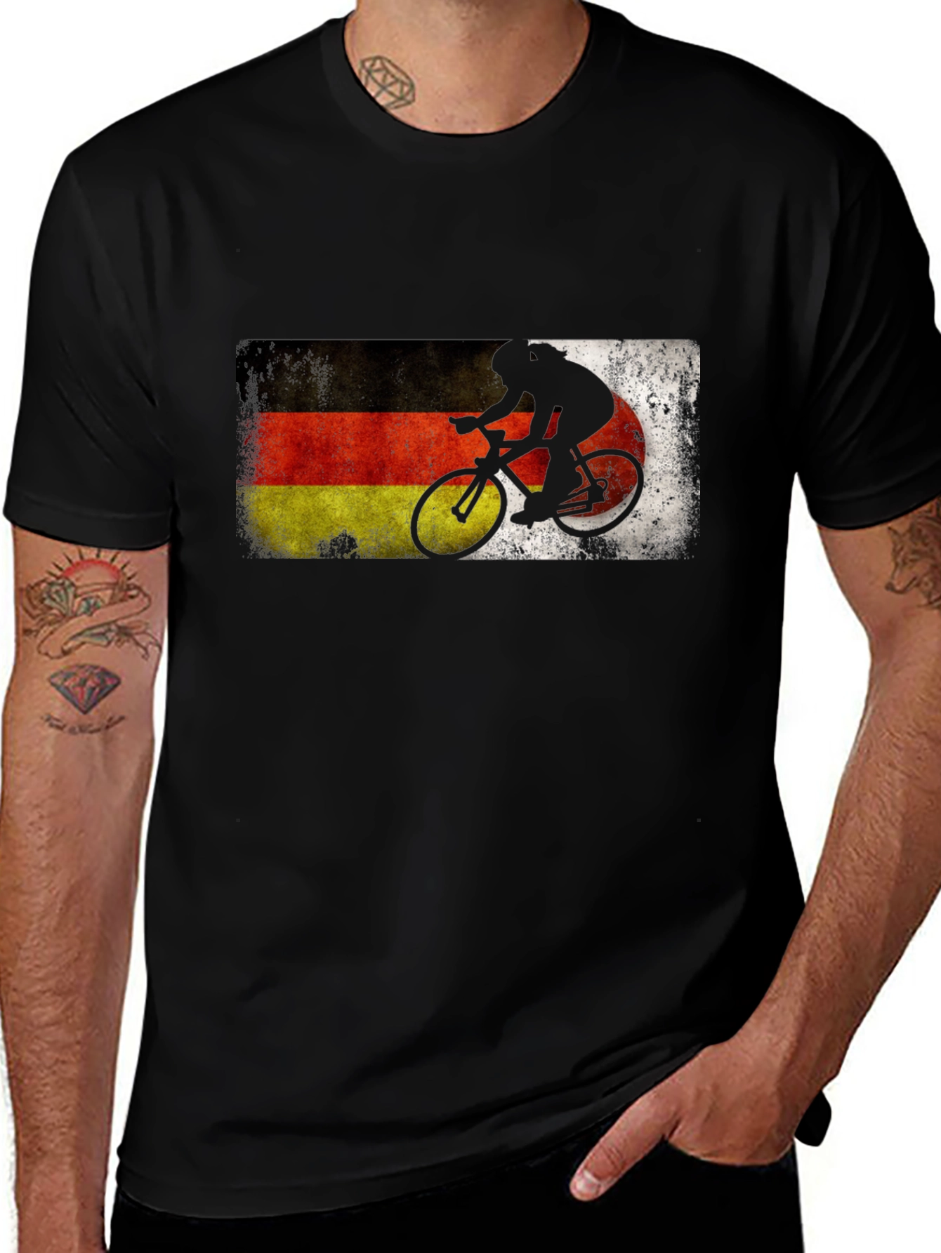German Flag Cycling T-Shirt - Deutschland Bike Rider Tee