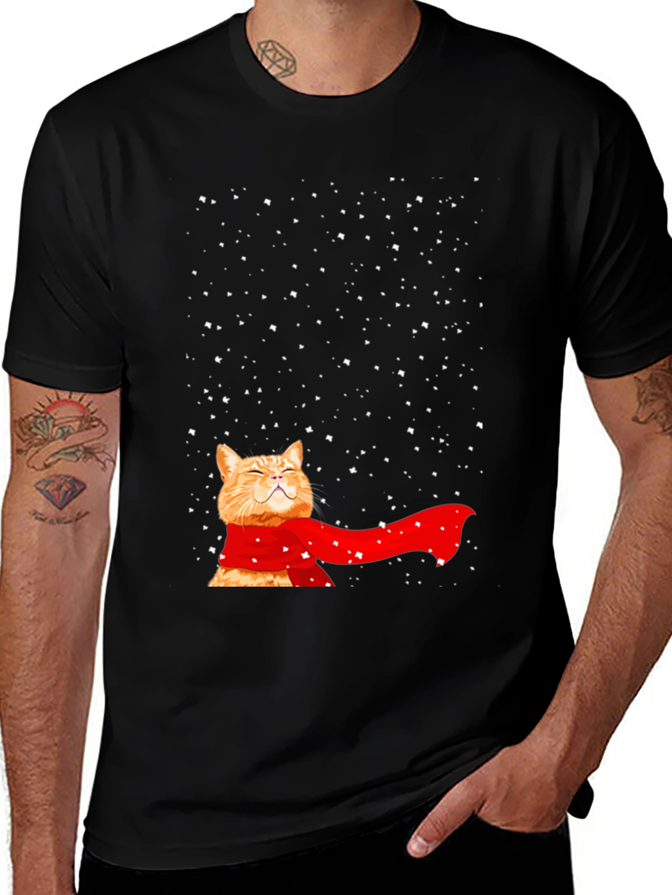 Variant 18 of Winter Cat T-Shirt - Festive Feline Fun