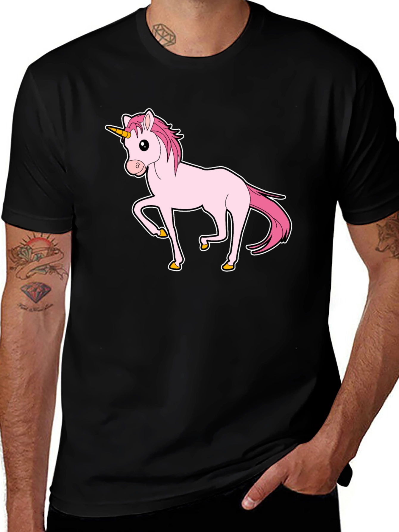 Variant 19 of Unicorn Graphic Print T-Shirt - Black