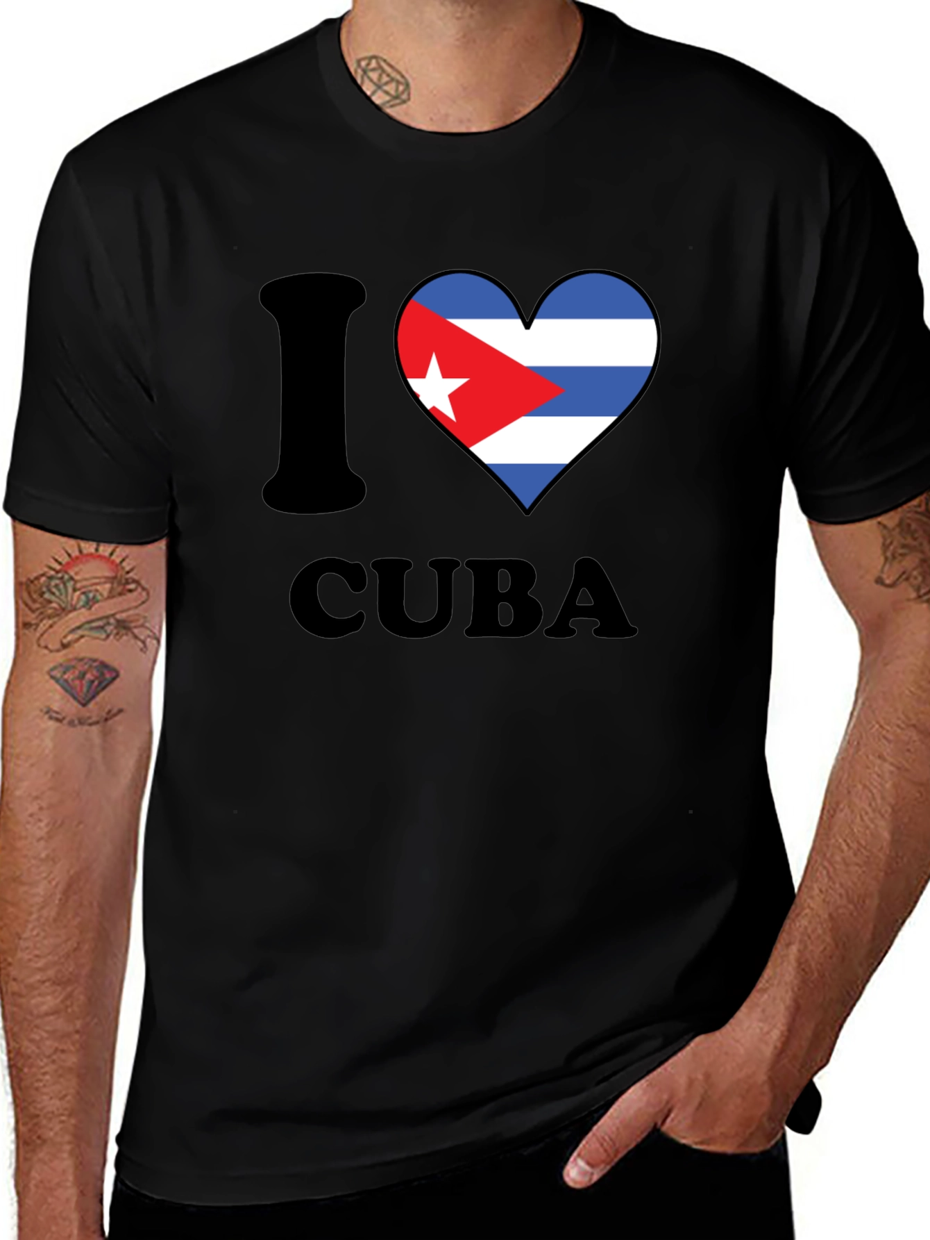 I Love Cuba T-Shirt Black Crew Neck