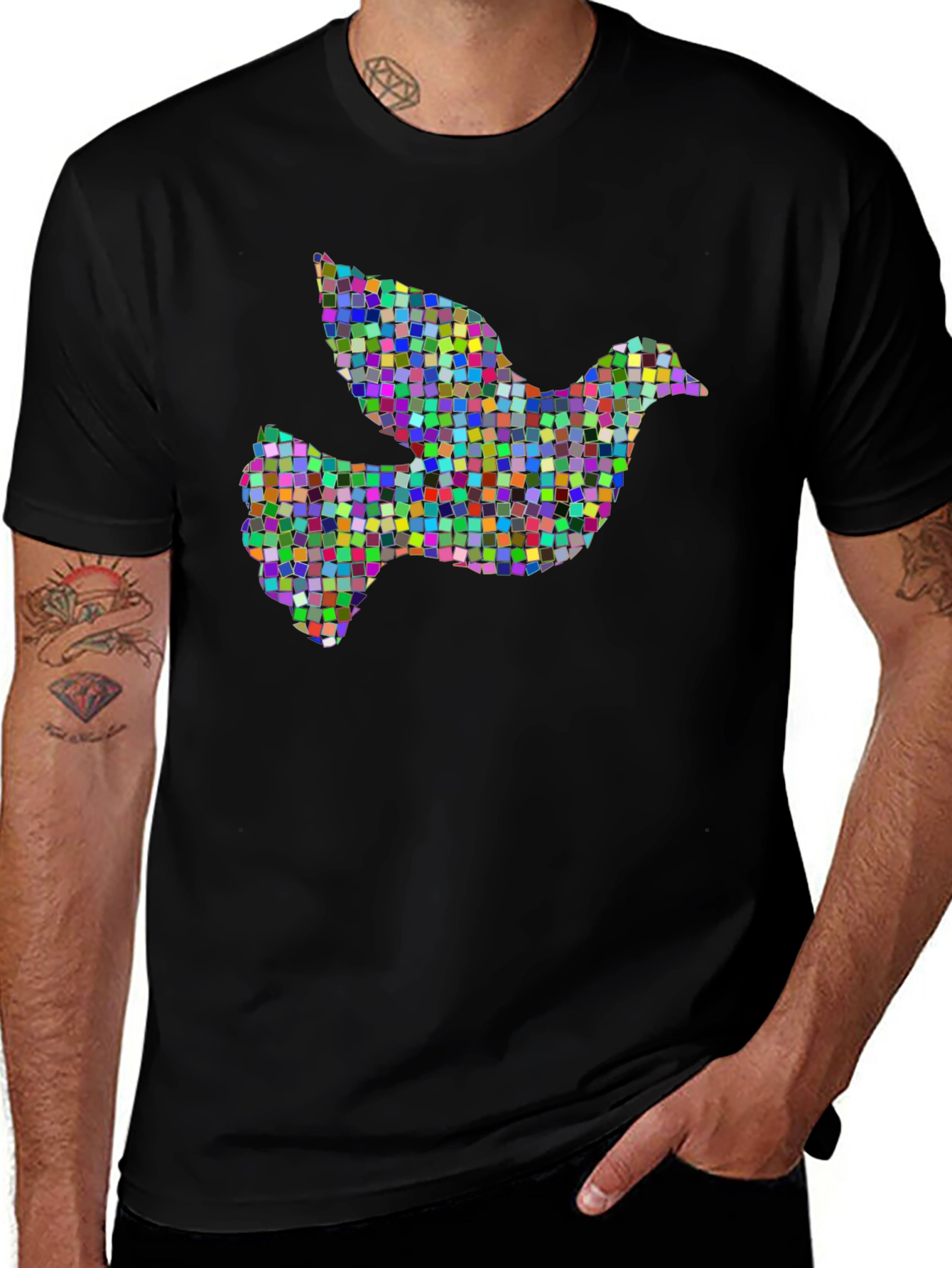Variant 19 of Modern Mosaic Dove Graphic Tee - Stylish Unisex Shirt