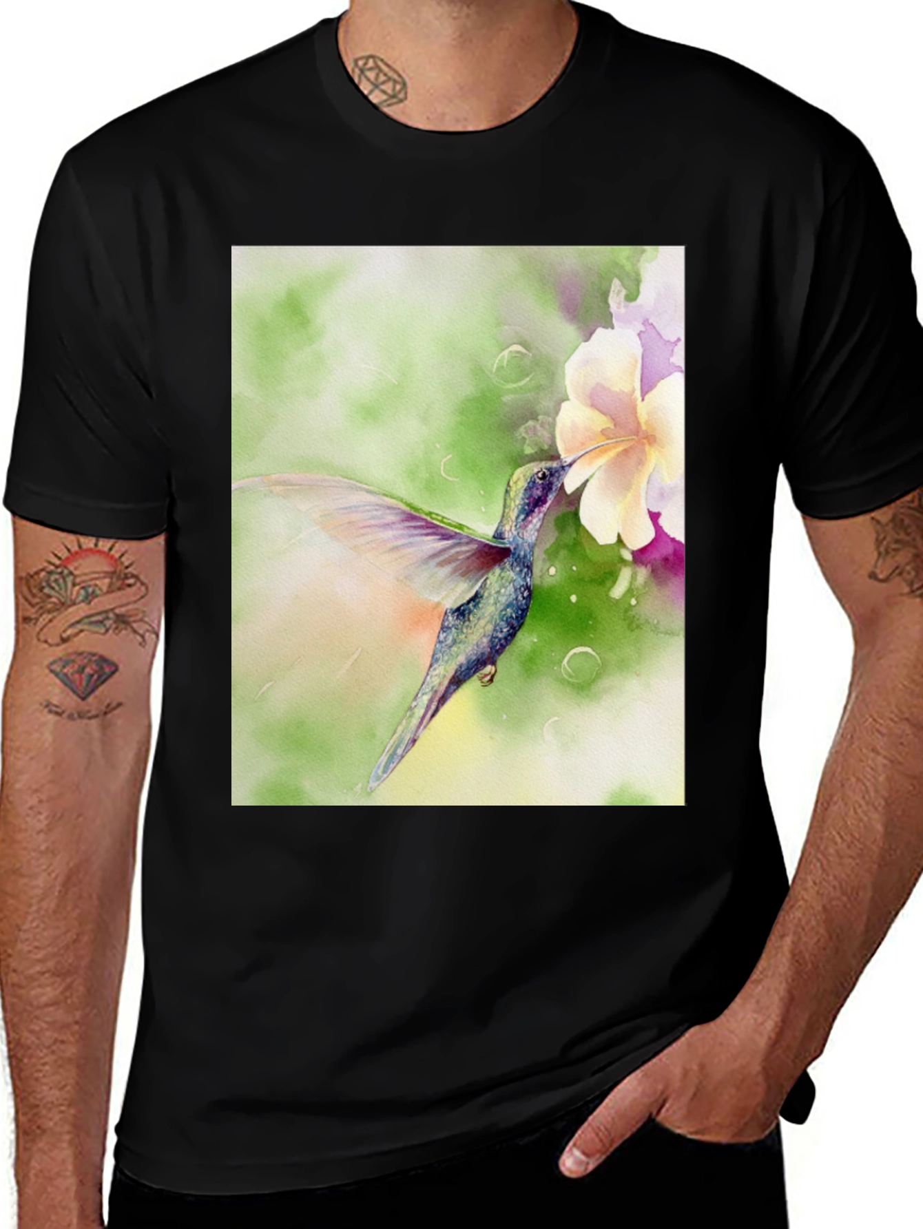Variant 15 of Hummingbird Floral Print T-Shirt