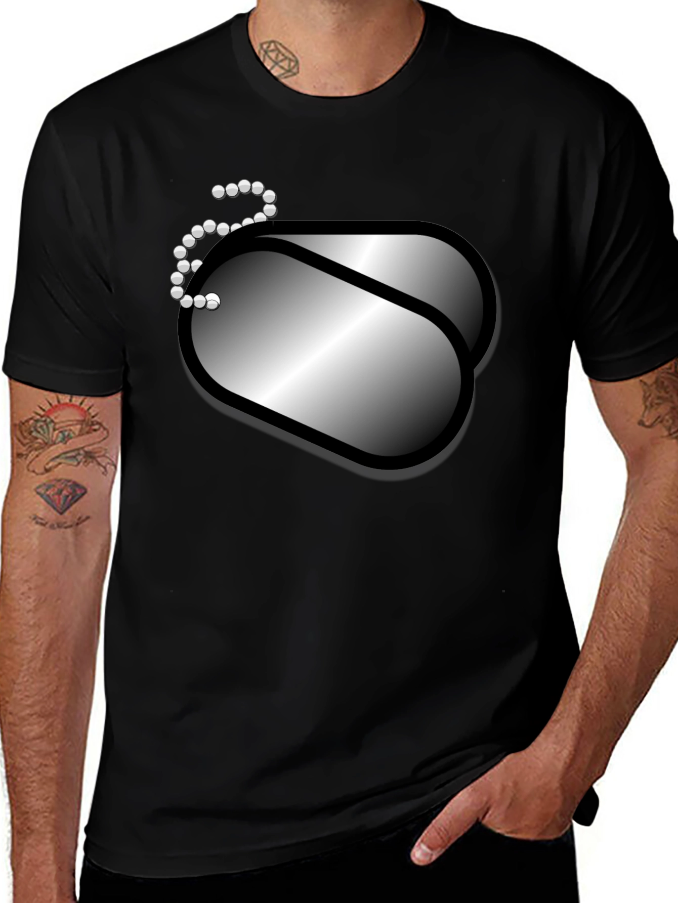 Variant 2 of Dog Tag Graphic T-Shirt - Military Style