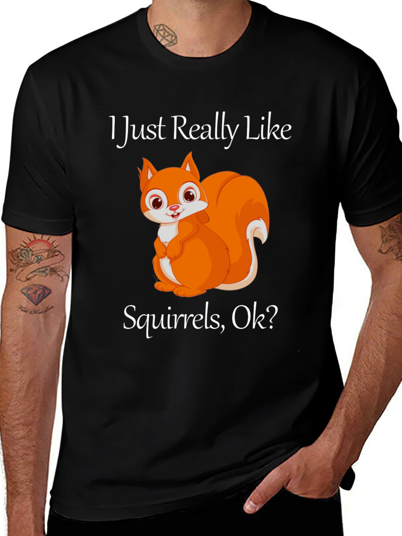 Variant 15 of Squirrel Lover Graphic T-Shirt - Black