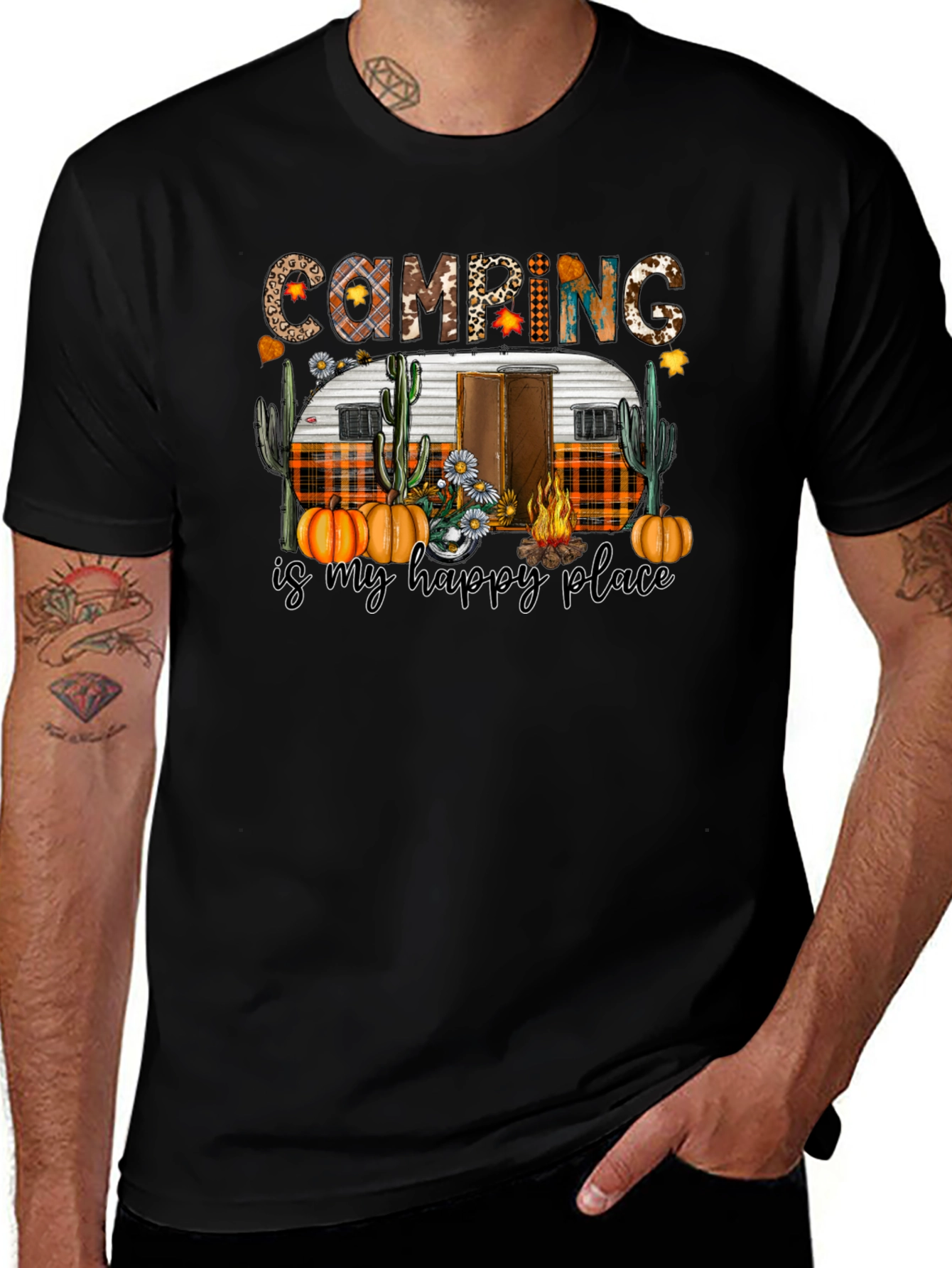 Variant 13 of Camping Is My Happy Place T-Shirt Fall Autumn Camper Tee