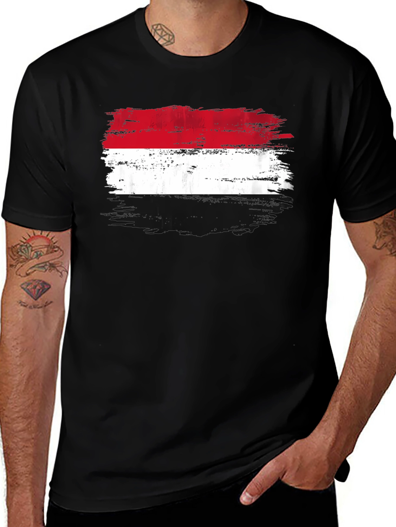 Indonesia Flag Distressed T-Shirt