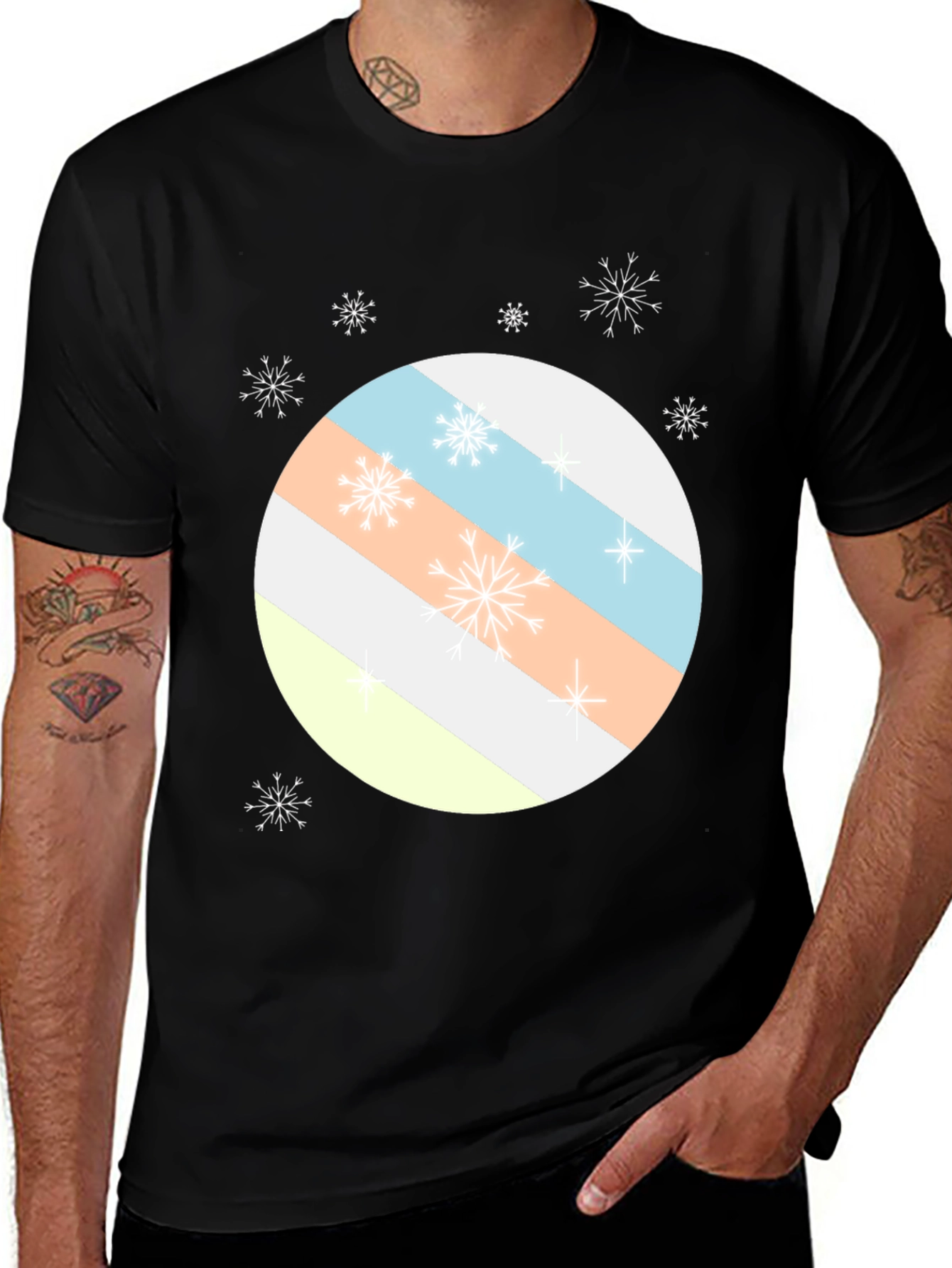 Variant 13 of Winter Circle T-Shirt - Festive Snowflake Design