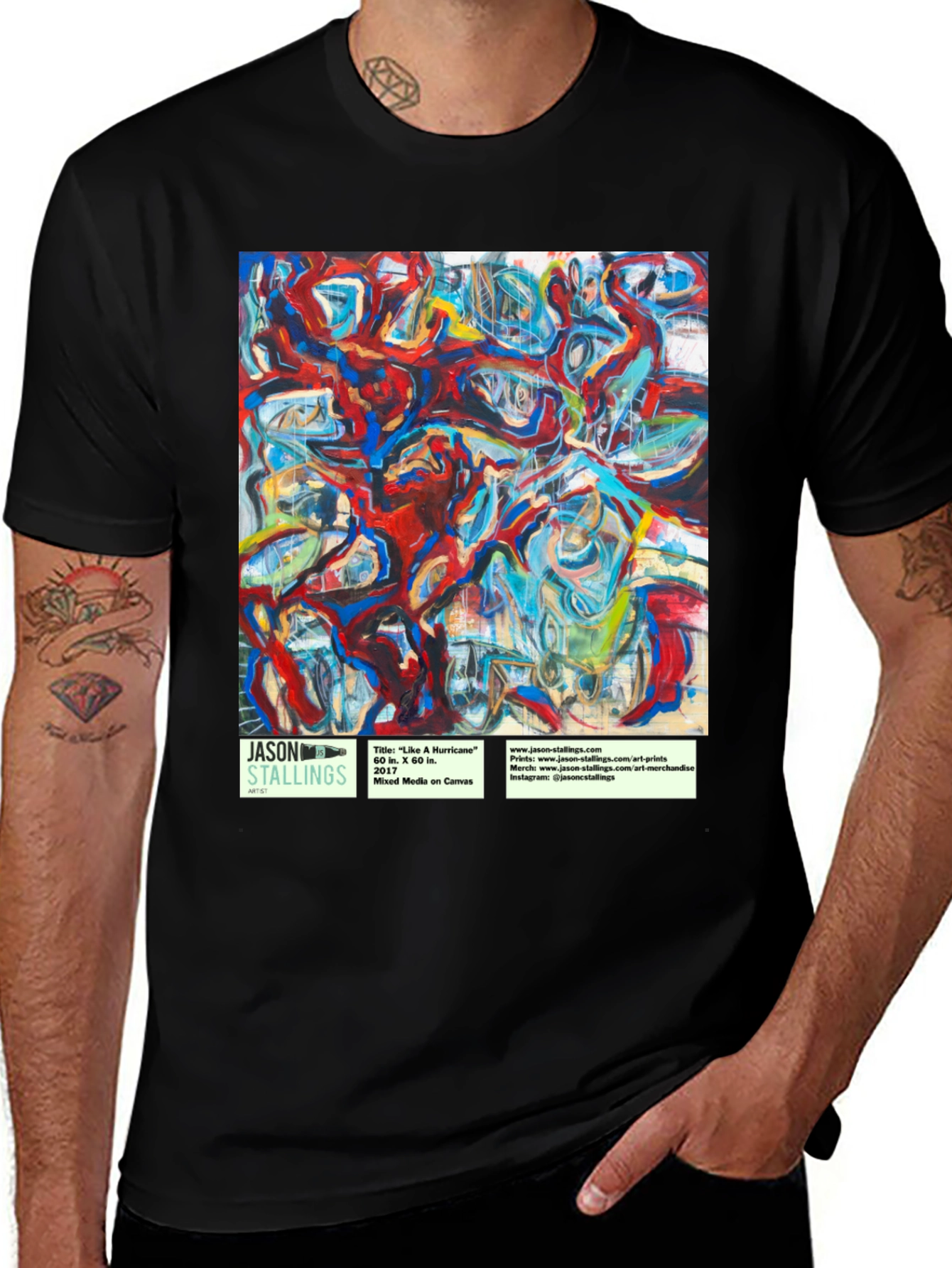 Variant 28 of Abstract Art T-Shirt - 'Like A Hurricane' Design