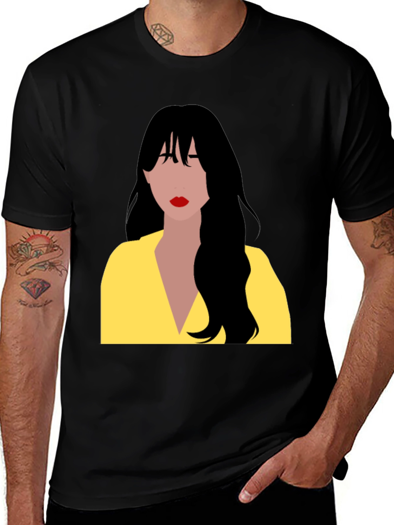Woman Portrait Graphic T-Shirt - Casual Black Tee