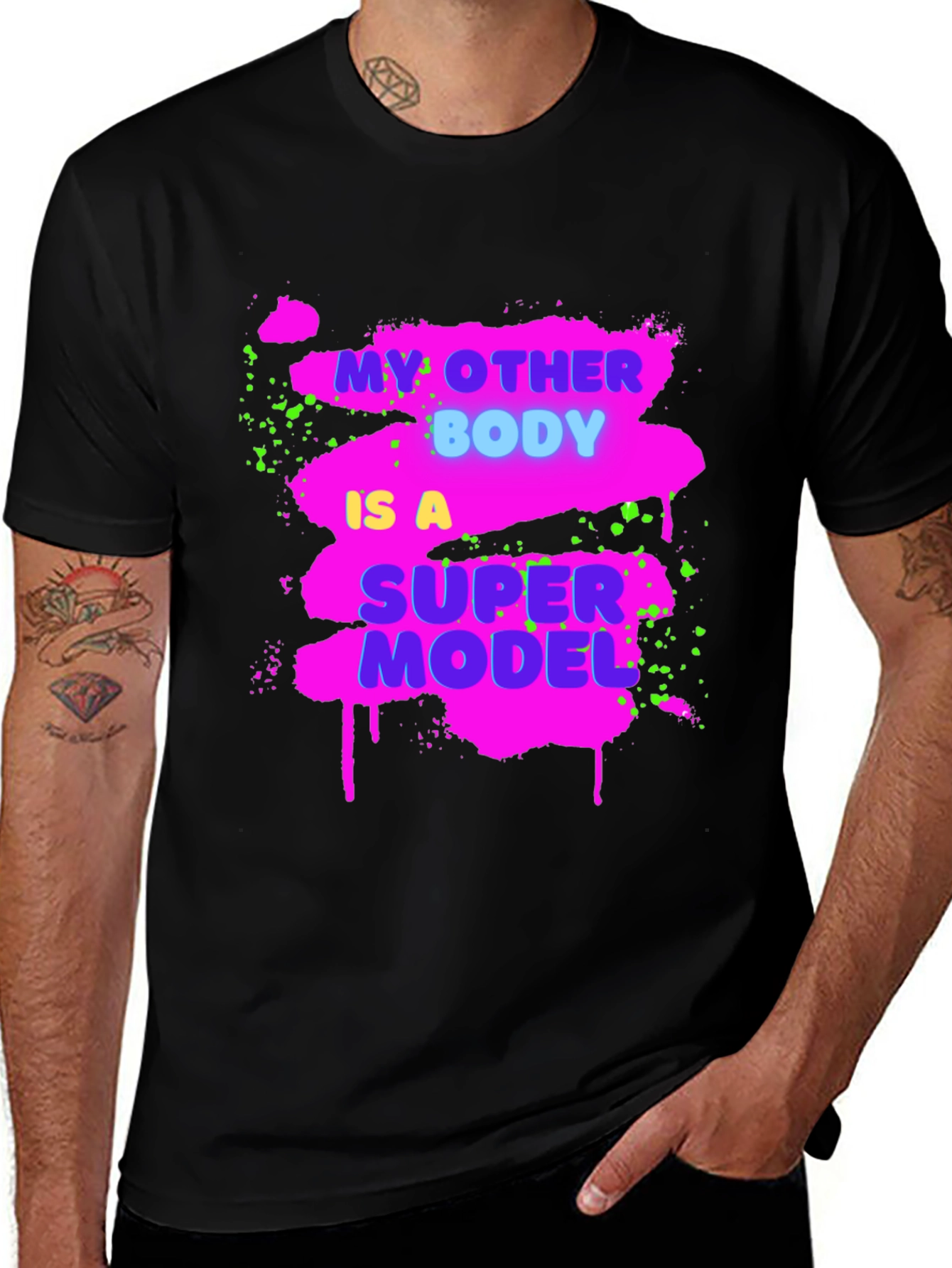 Variant 25 of Funny "My Other Body Is A Supermodel" Graphic Tee